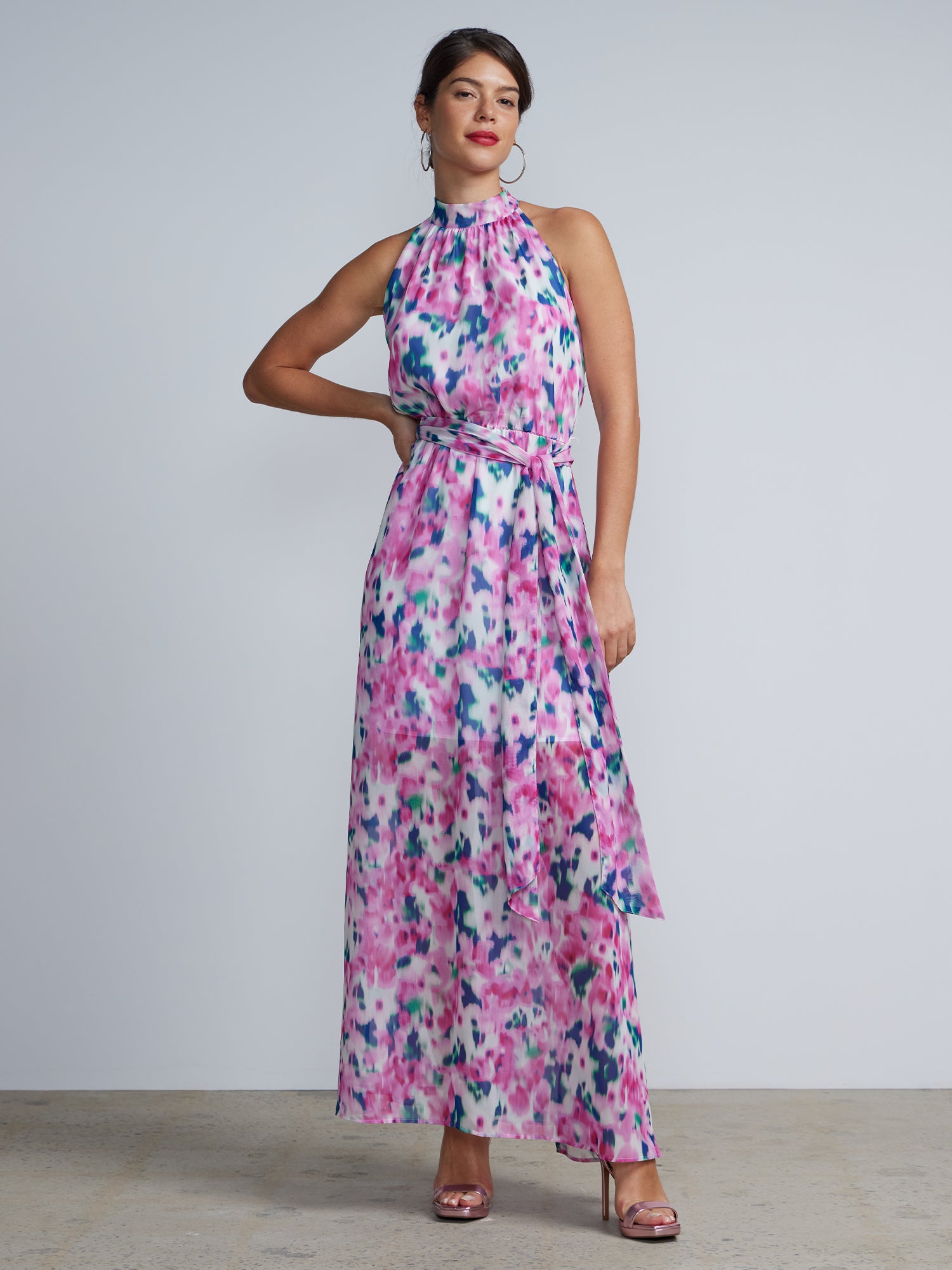 Halter Neck Printed Maxi Gown – New York & Company