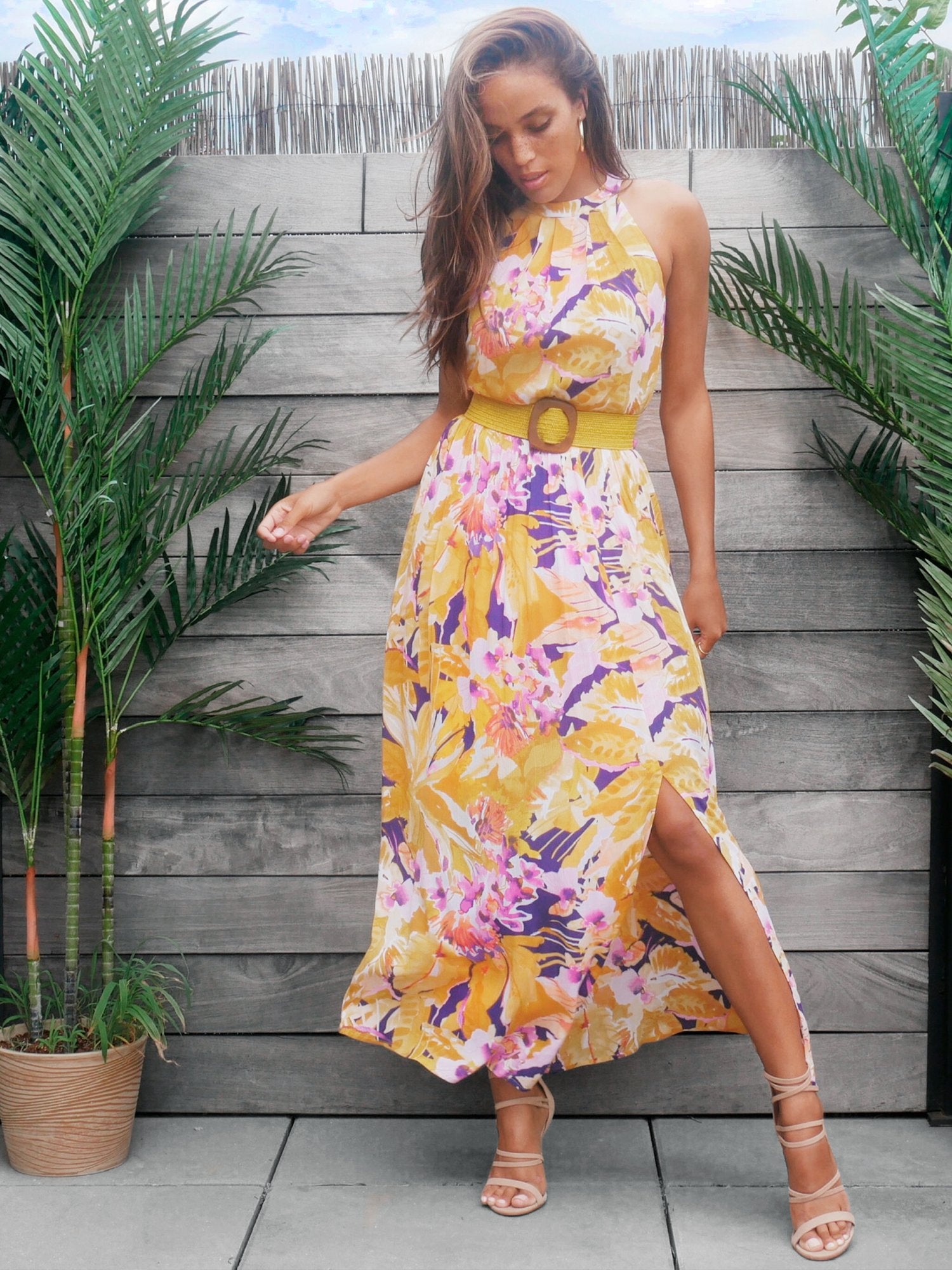 Floral Halter Maxi Dress