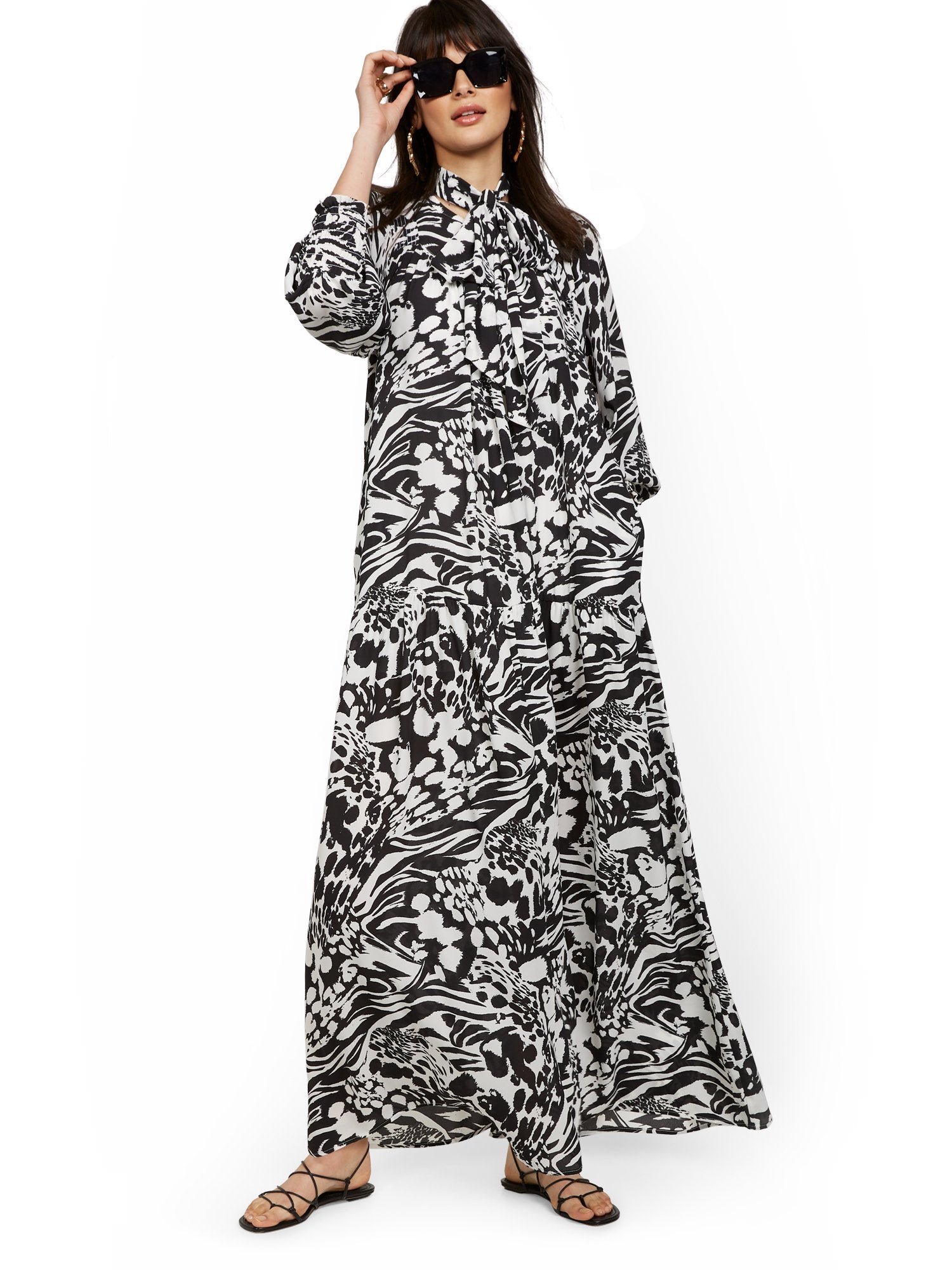 chinese dress ladies Floral-Print Maxi Dress – New York & Company