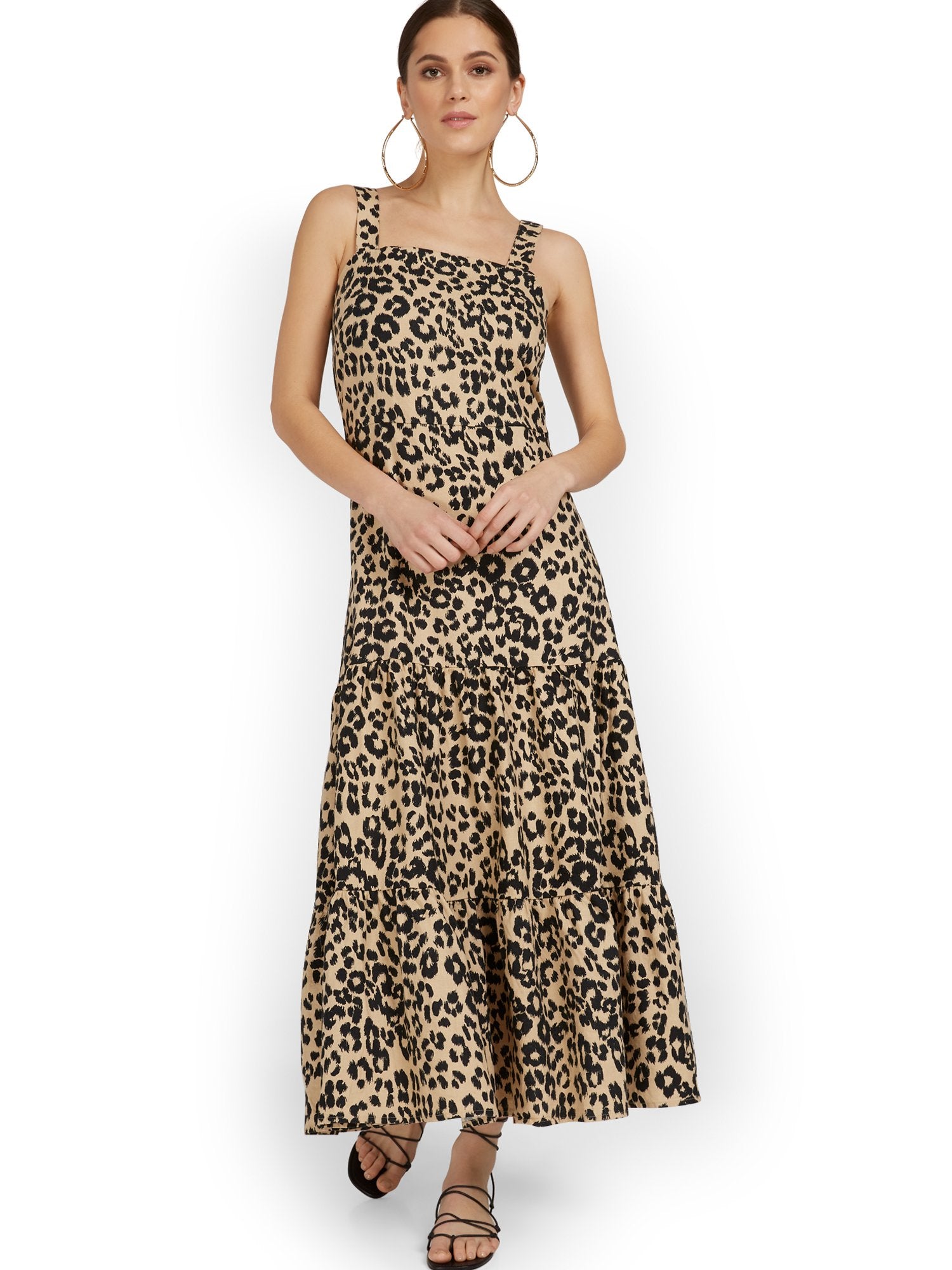 Linen-Blend Leopard-Print Maxi Dress – New York & Company
