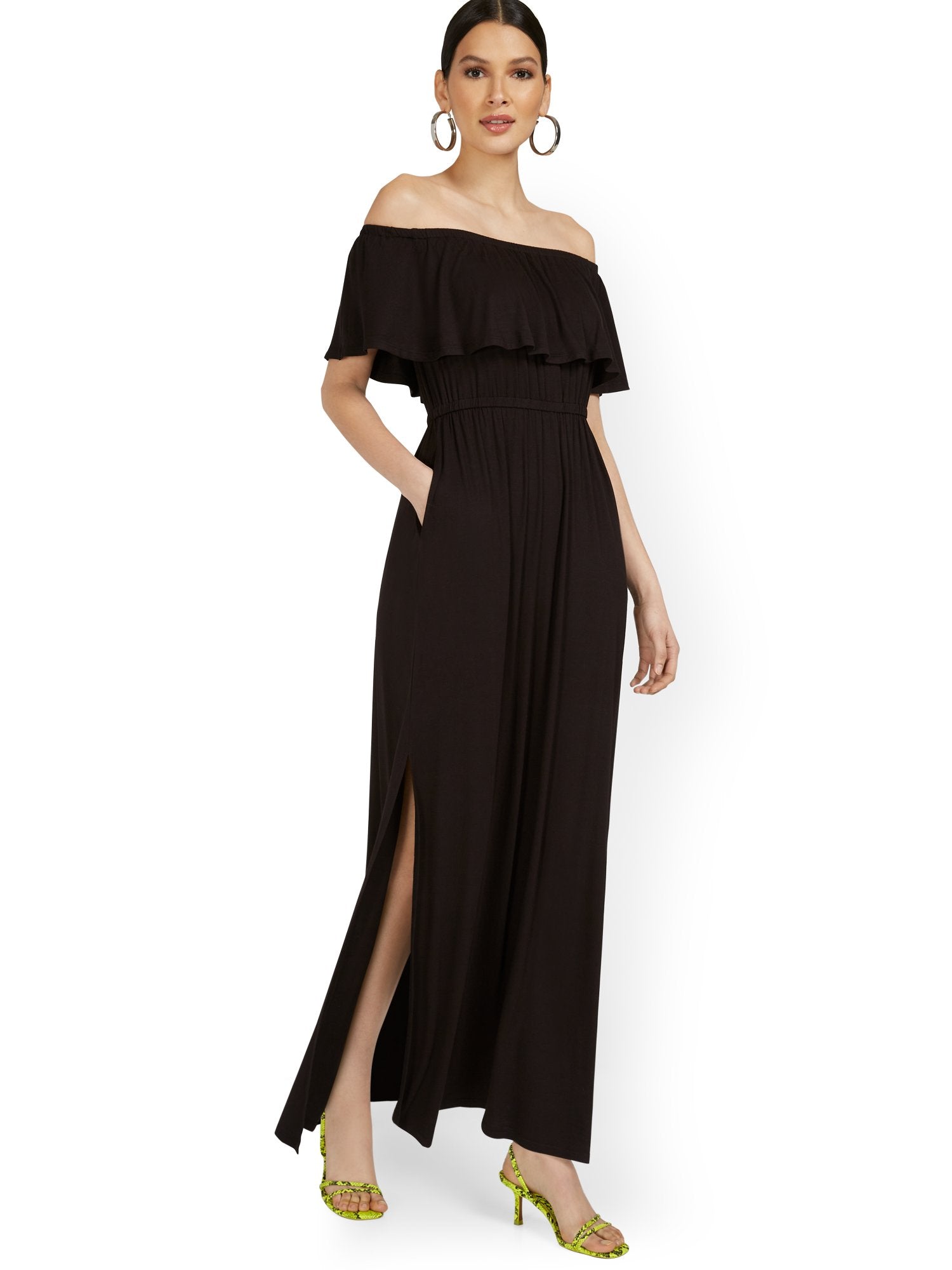 Off-The-Shoulder Ruffle Maxi Dress – New York & Company