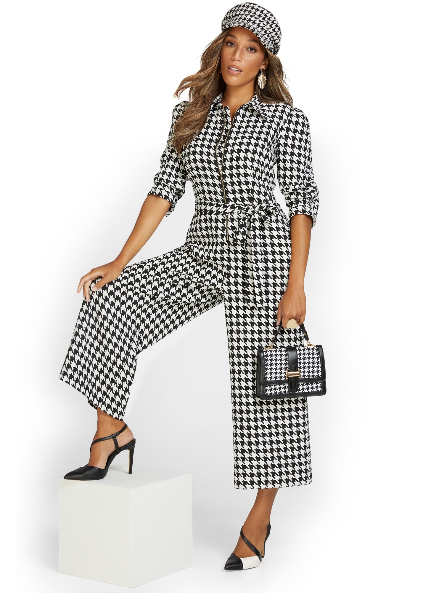 Houndstooth Wide-Leg Jumpsuit – New York & Company