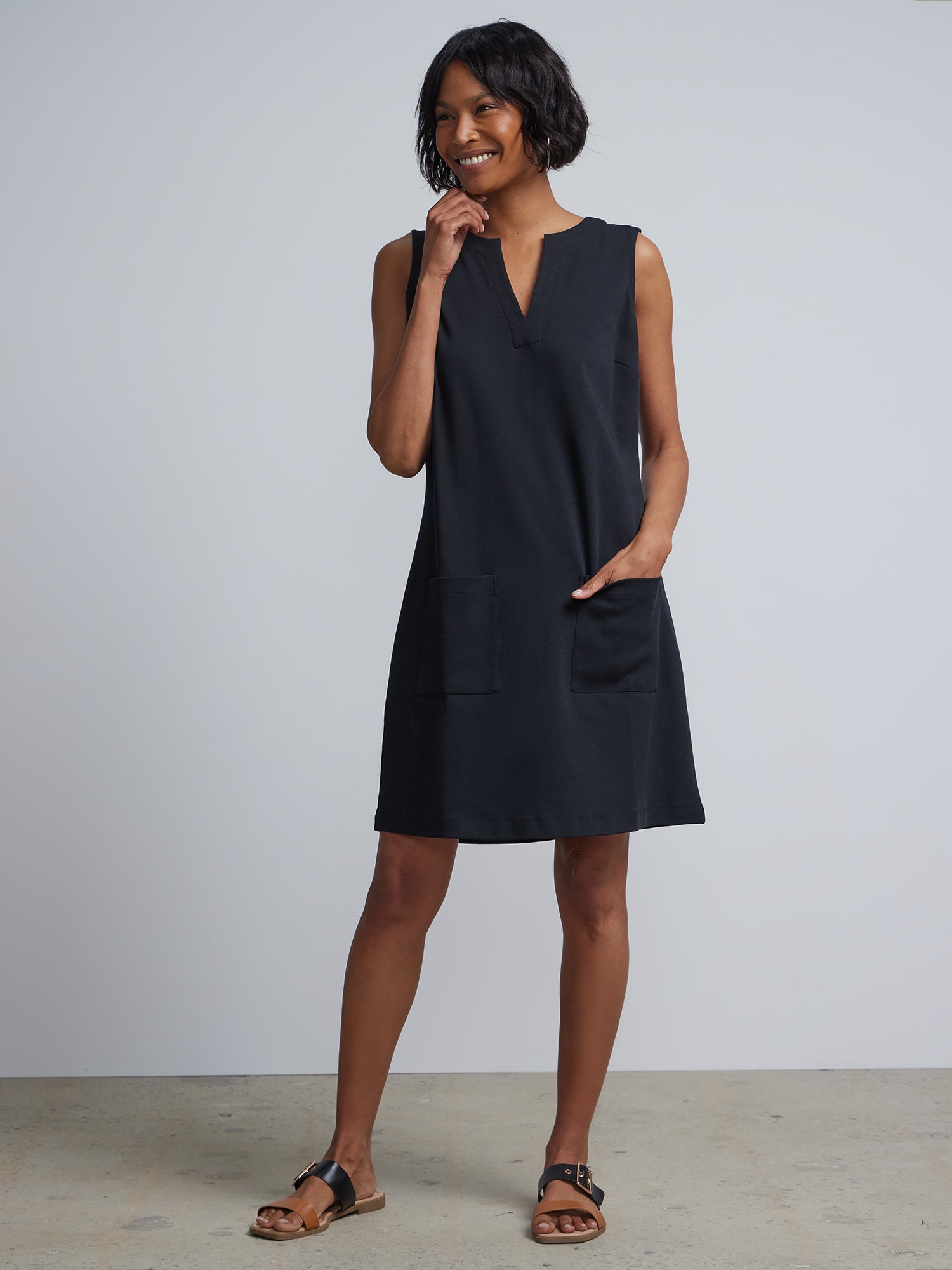 Petite Patch-Pocket Shift Dress - City Knits Petite Patch-Pocket Shift Dress - City Knits