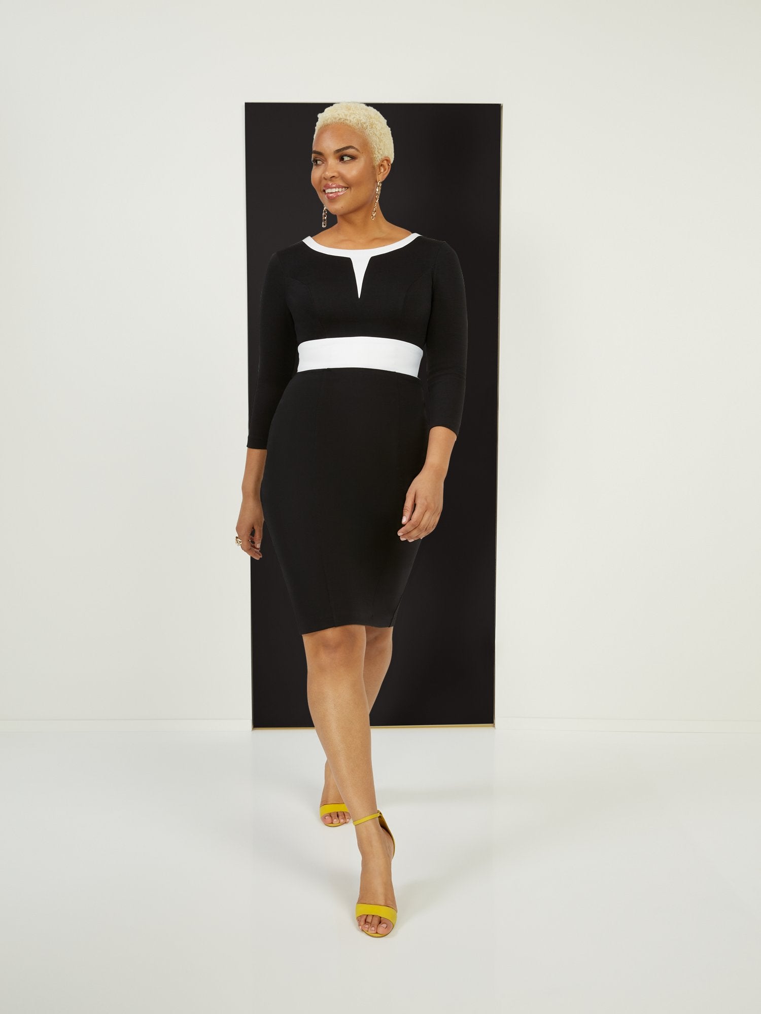 Petite Two-Toned Sheath Ponte Dress - Superflex New York & Company Petite Two-Toned Sheath Ponte Dress - Superflex New York & Company