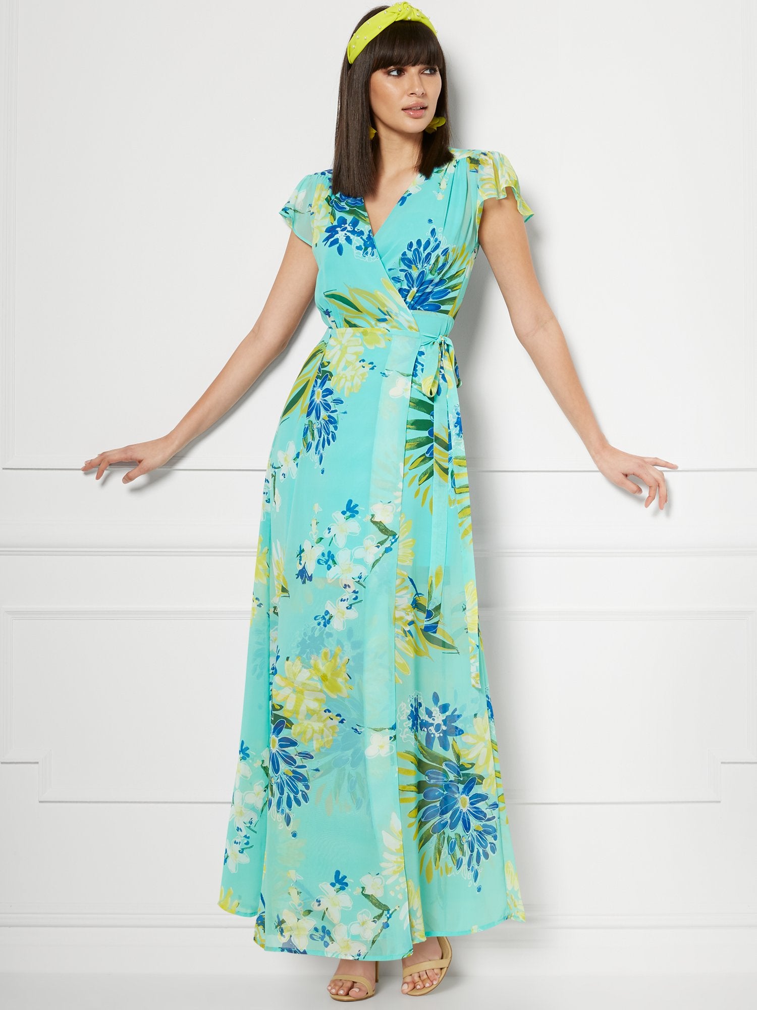 green emerald velvet dress Allison Wrap Maxi Dress