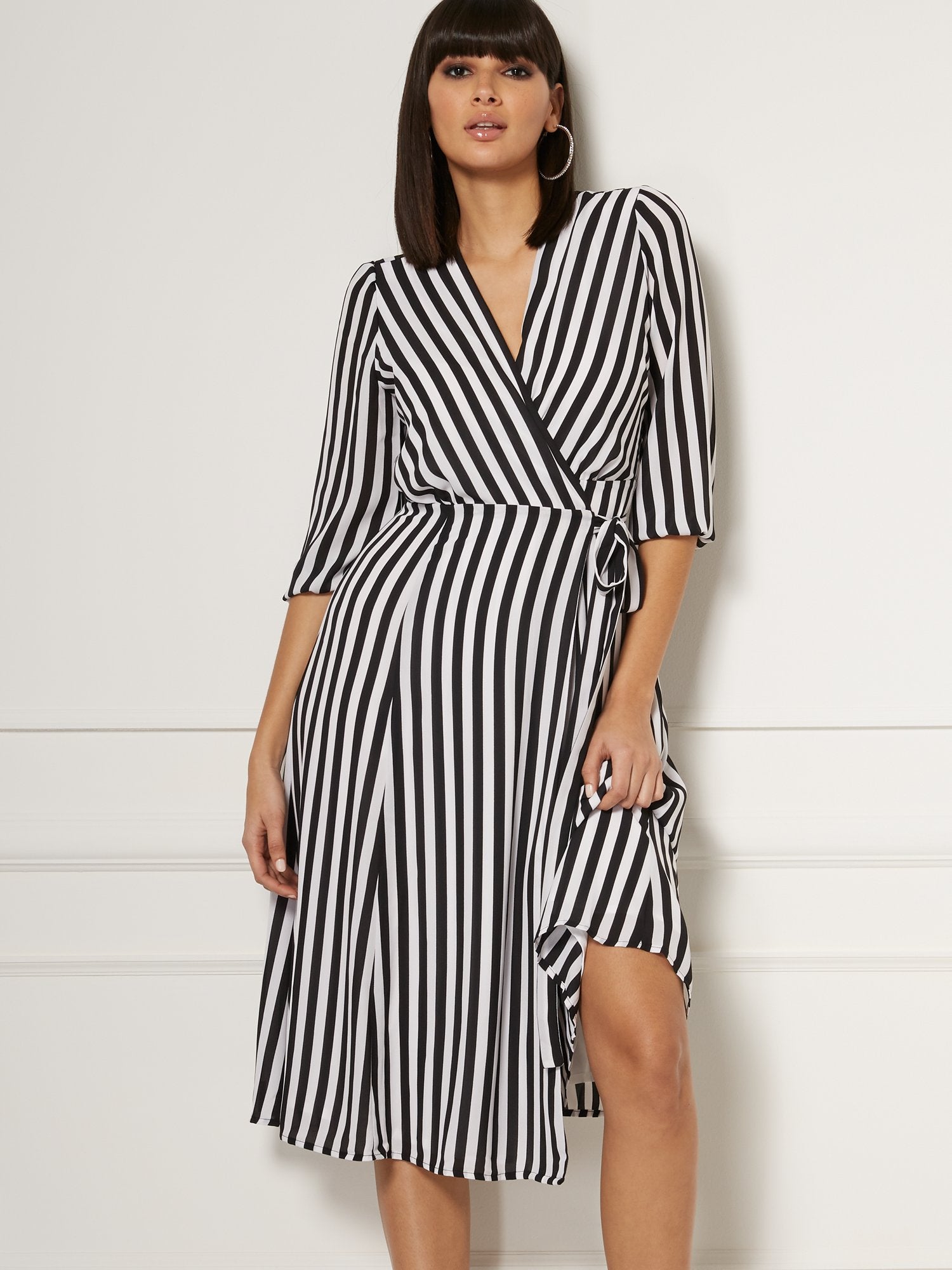 Brenda Stripe Wrap Dress - Eva Mendes Collection New York & Company Brenda Stripe Wrap Dress - Eva Mendes Collection New York & Company