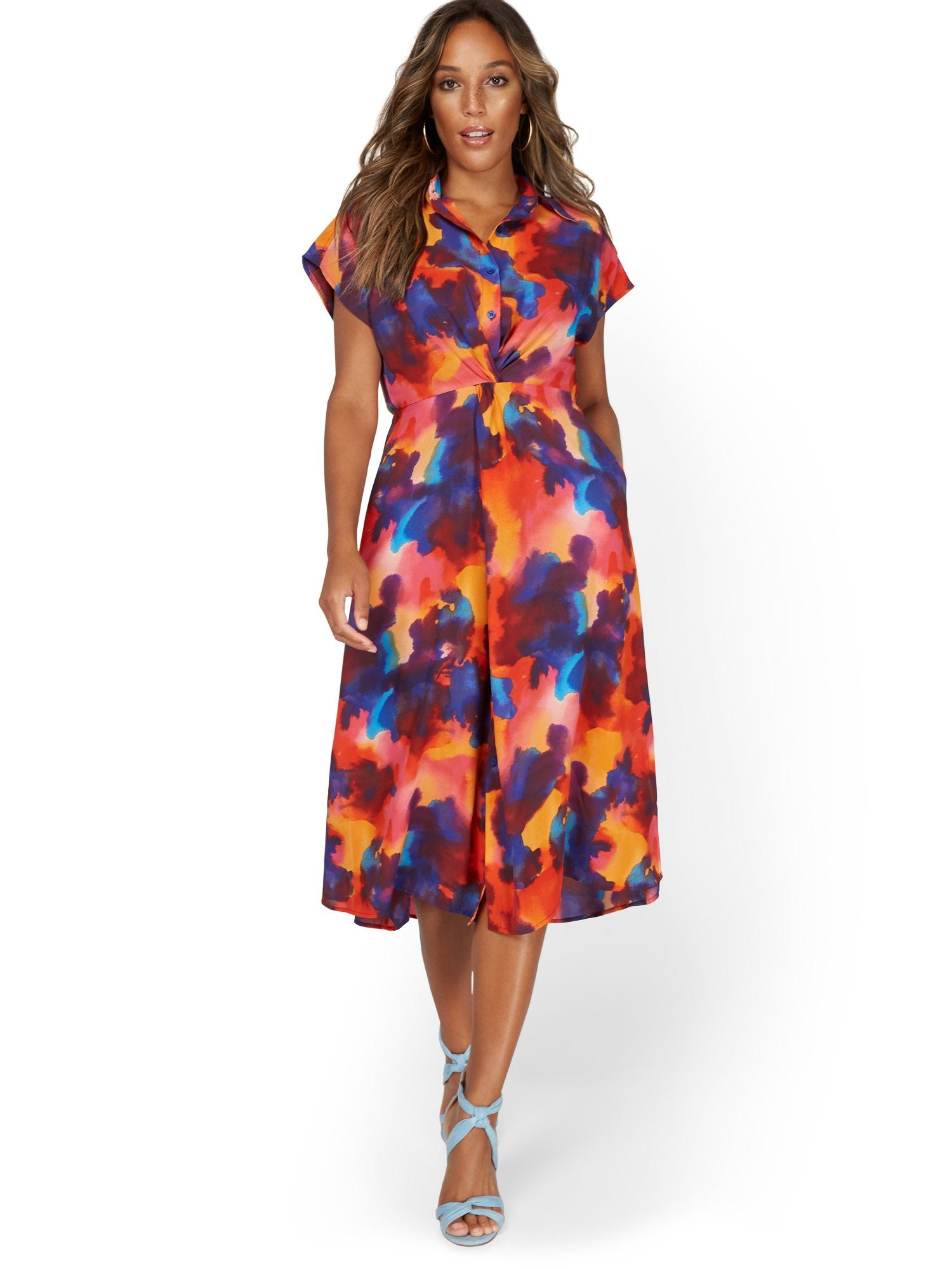 Printed Midi Shirtdress – New York & Company