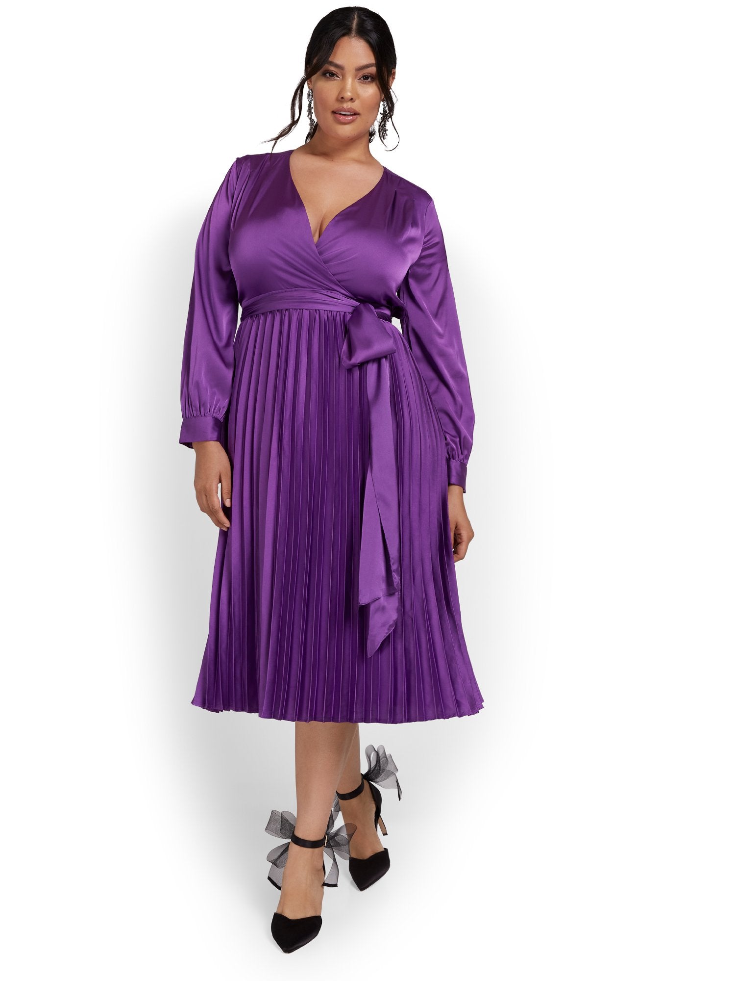 strapless open back dress Purple Pleated Halter Neck High Low Gown