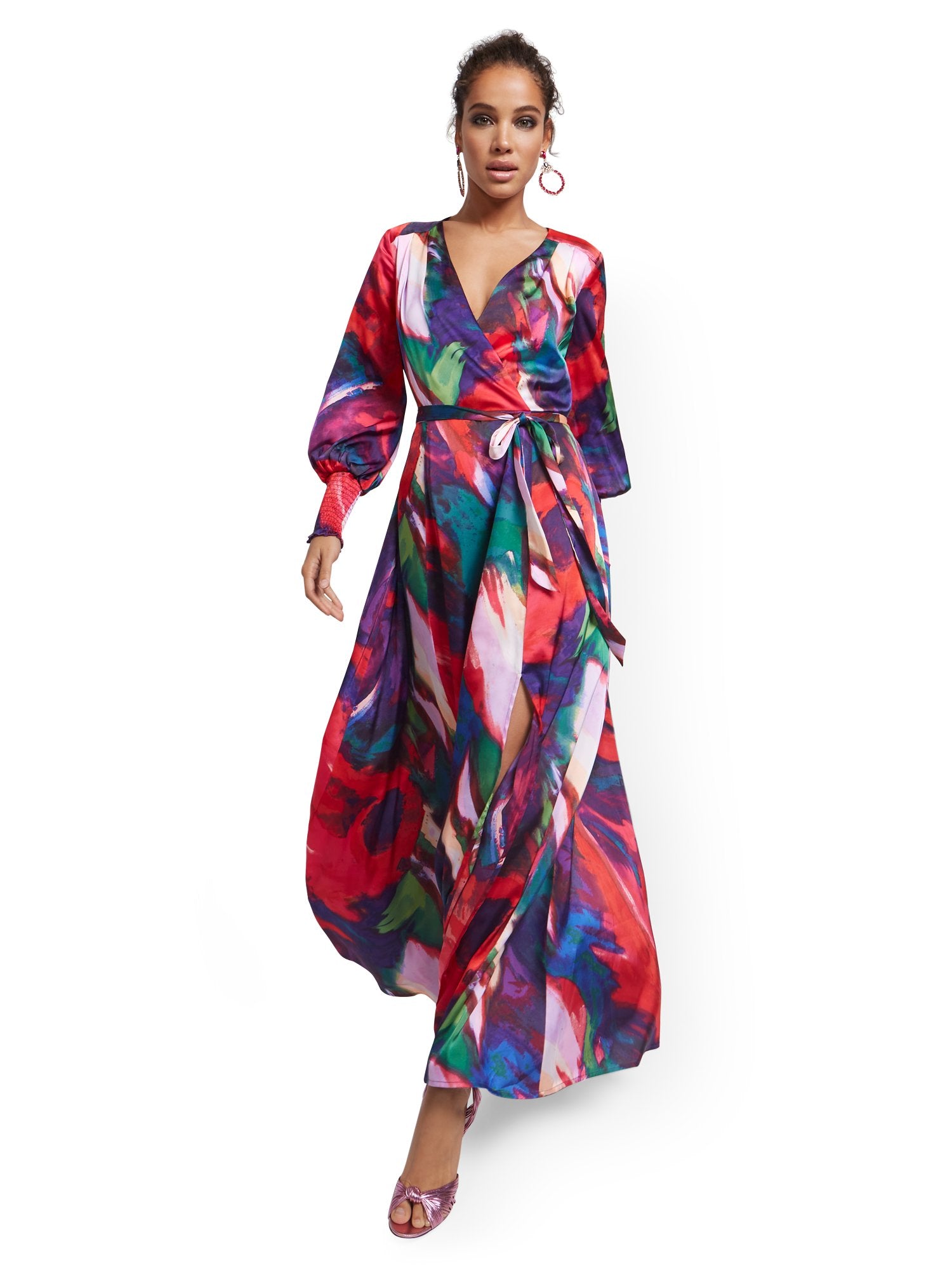 Purple Faux Wrap Maxi Dress – New York & Company