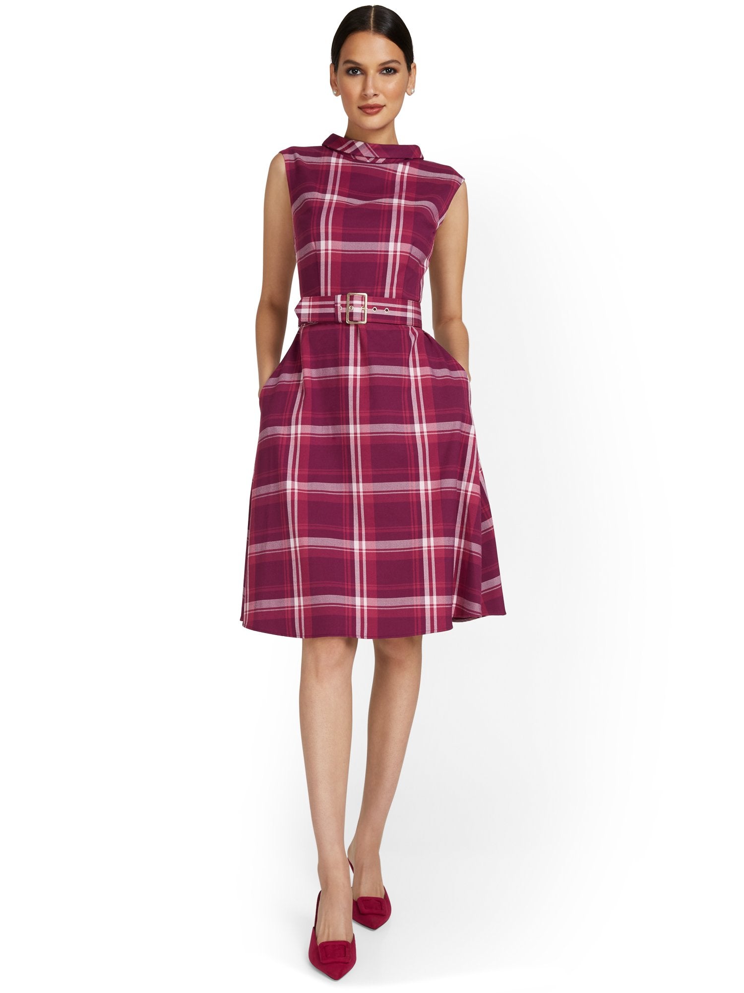 Plaid Flare Dress New York & Company Plaid Flare Dress New York & Company