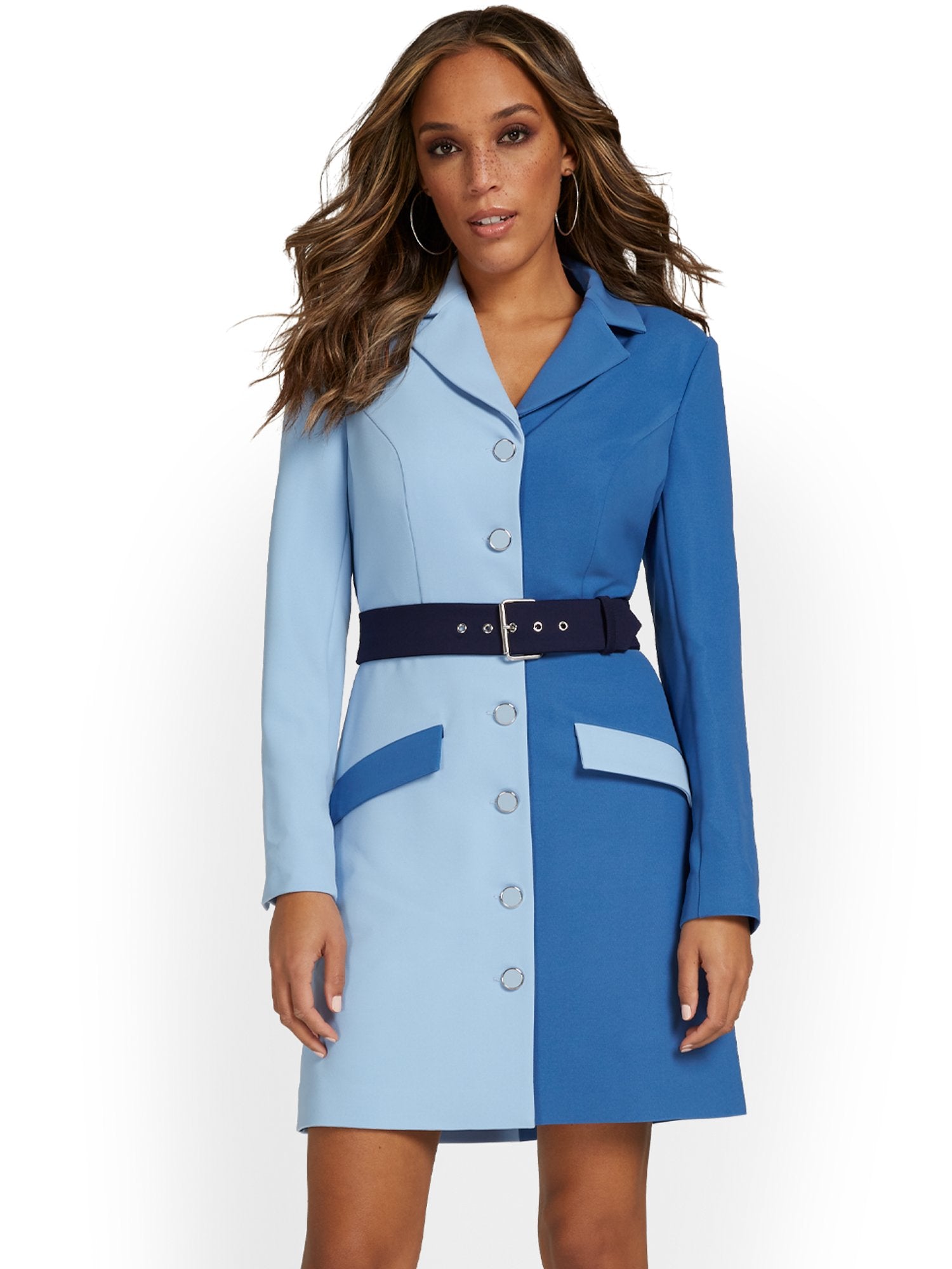 Colorblock Belted Blazer Dress - Premium Stretch New York & Company Colorblock Belted Blazer Dress - Premium Stretch New York & Company