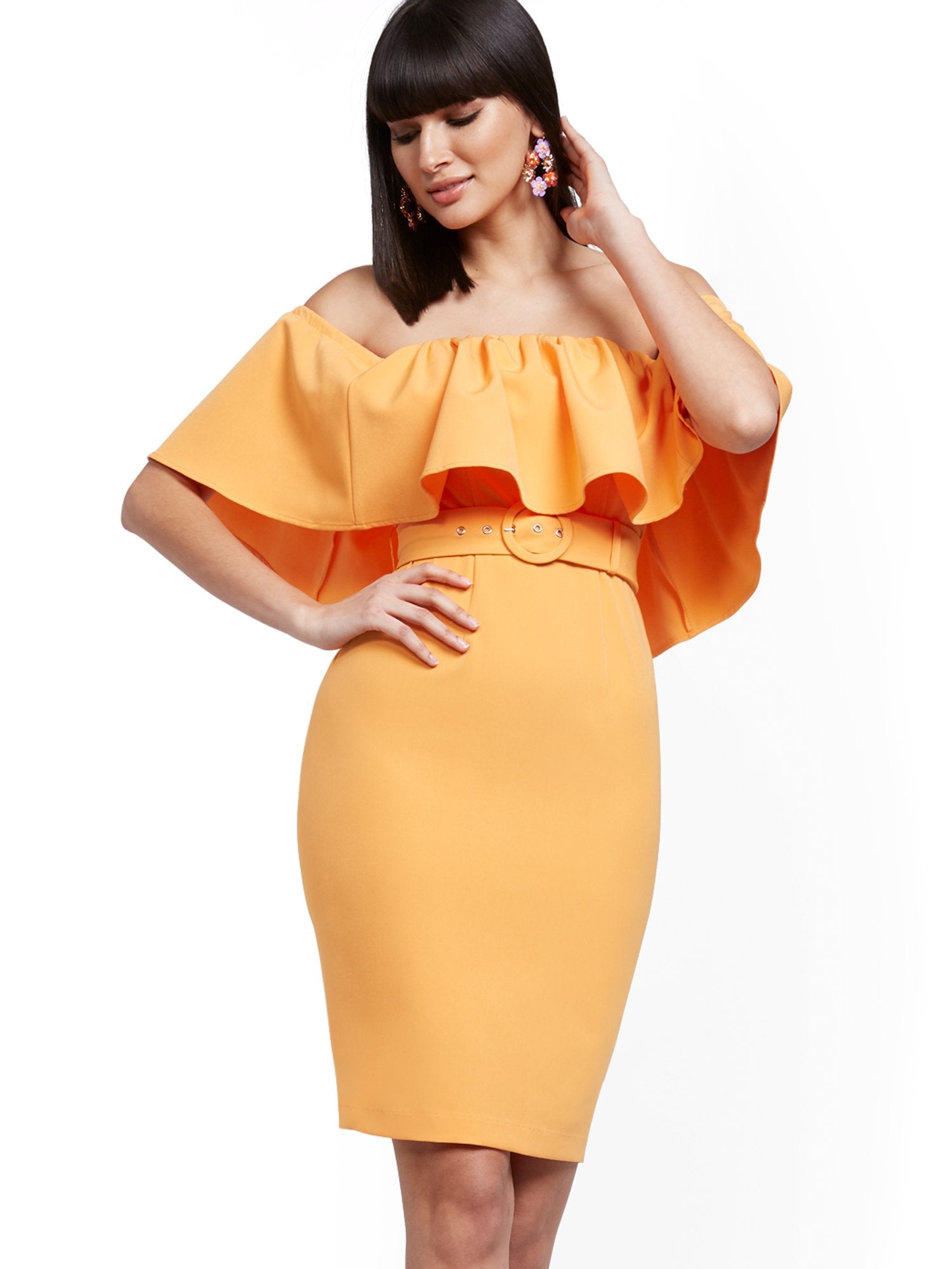 Flounced Off-The-Shoulder Sheath Dress  New York & Company