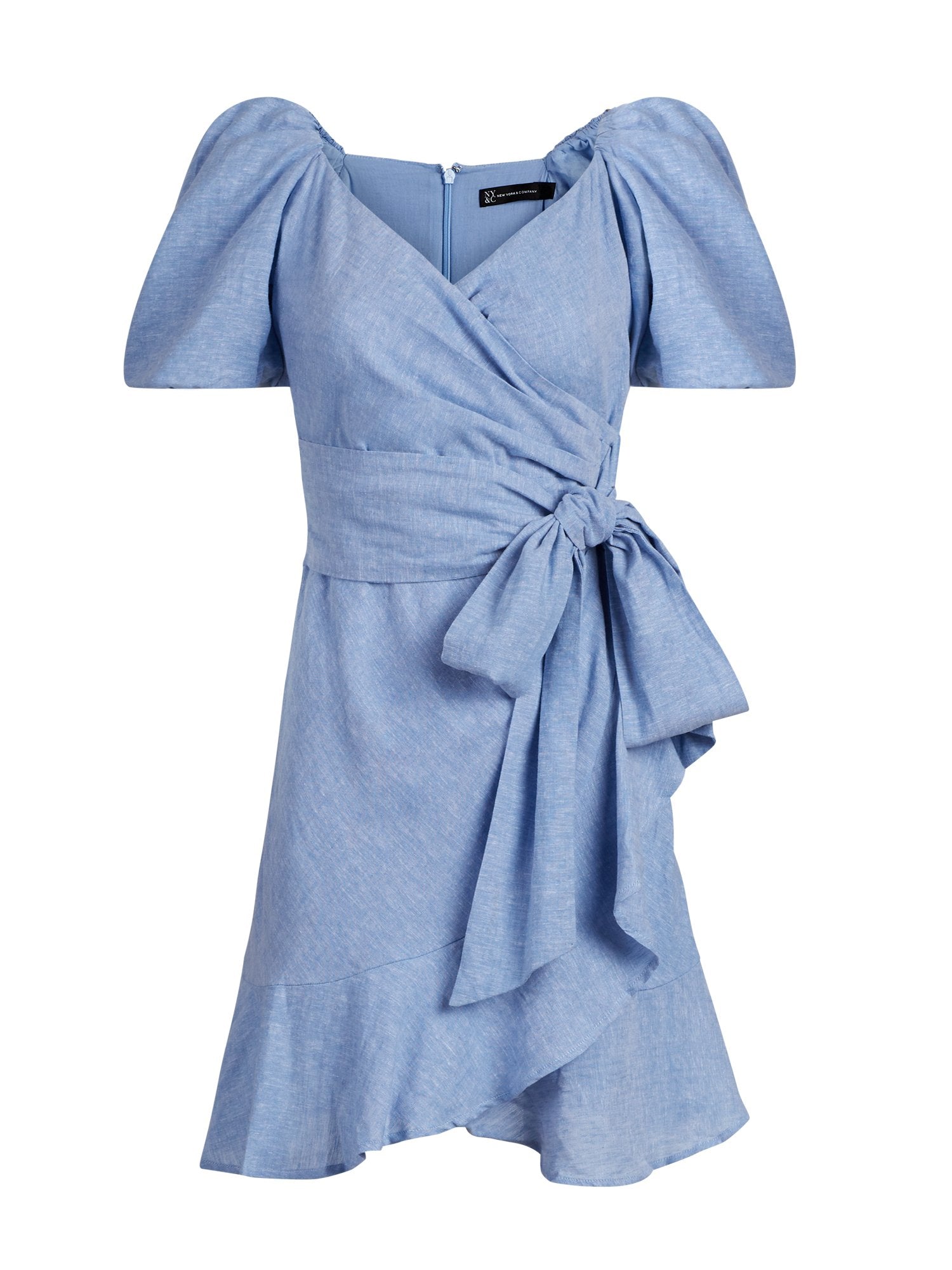 knee length dresses for ladies Linen-Blend Wrap Dress