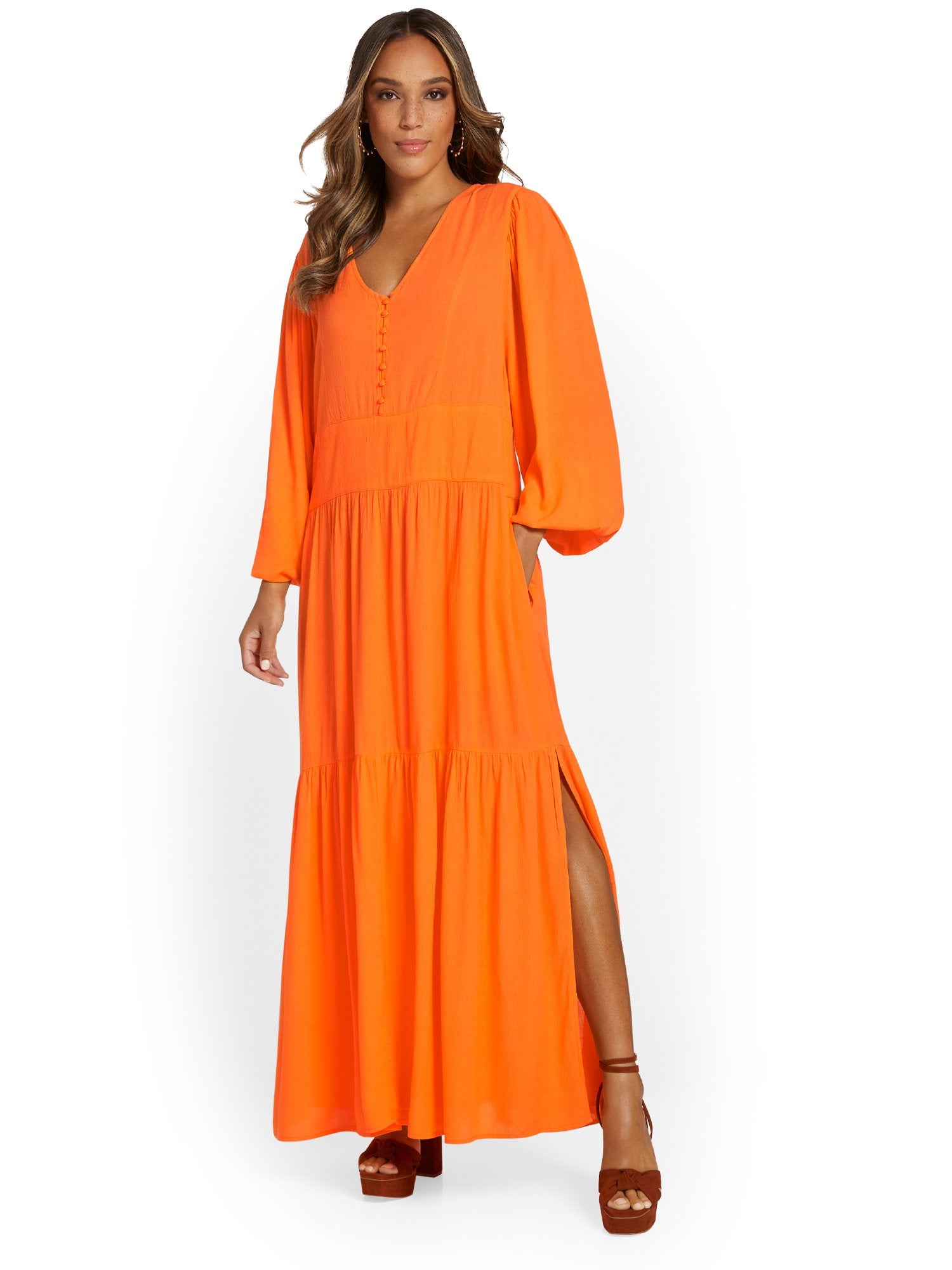 ny & co. maxi dresses Flowy V-Neck Maxi Dress