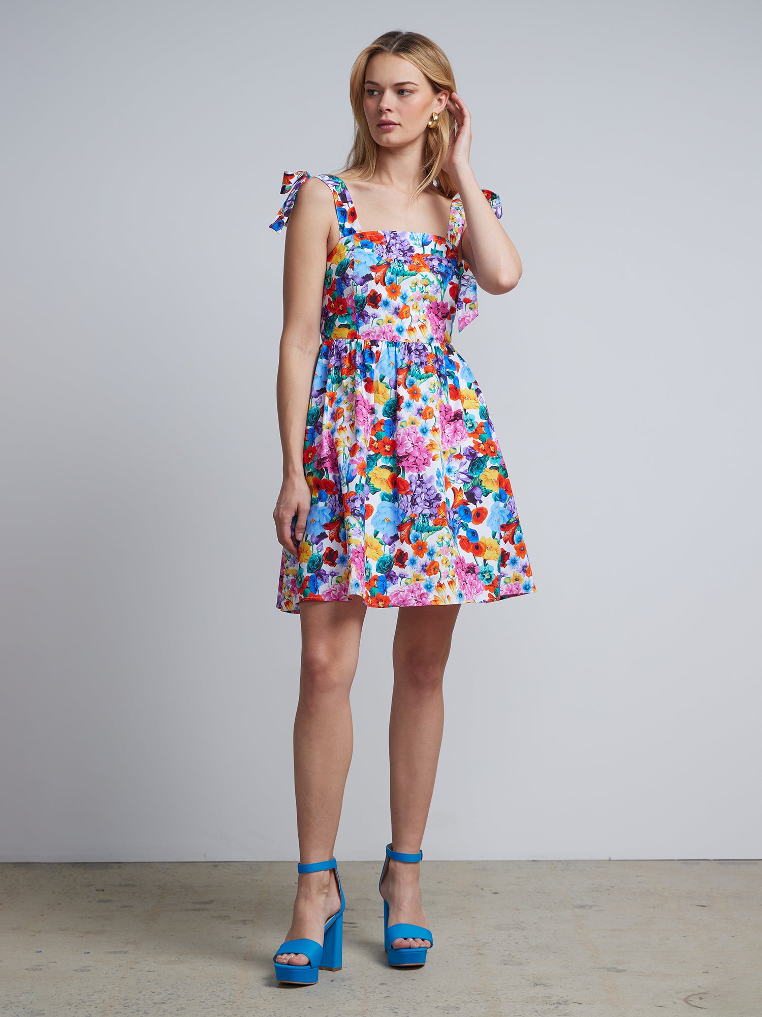tie strap fit and flare dress Printed Tie-Strap Flare Dress