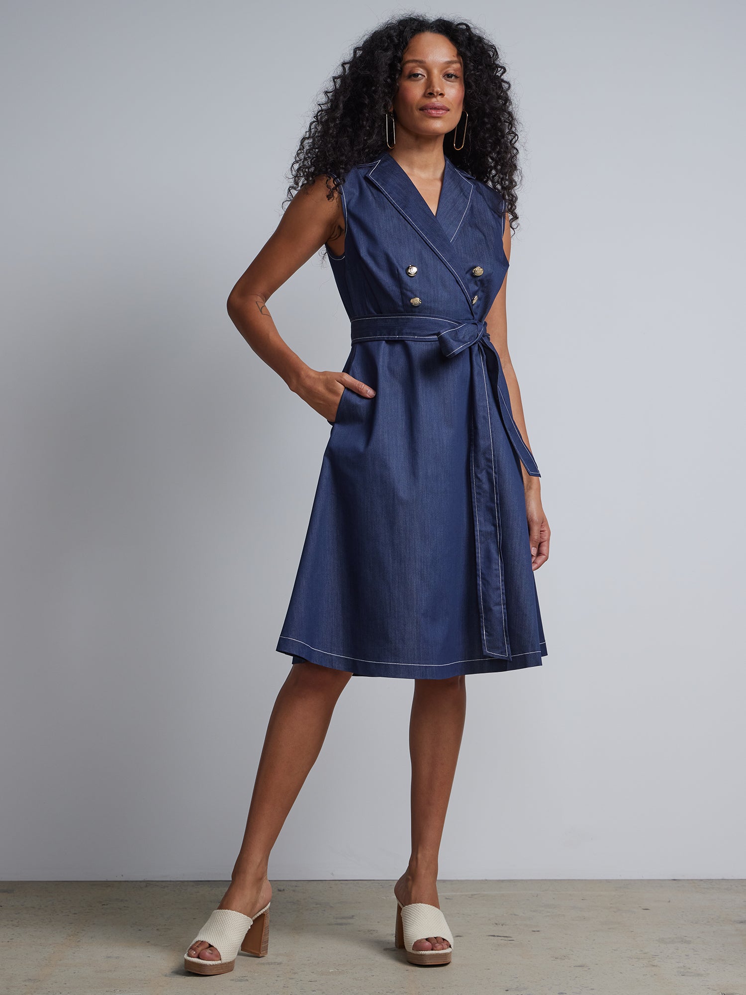 V-Neck Belted Flare Dress V-Neck Belted Flare Dress