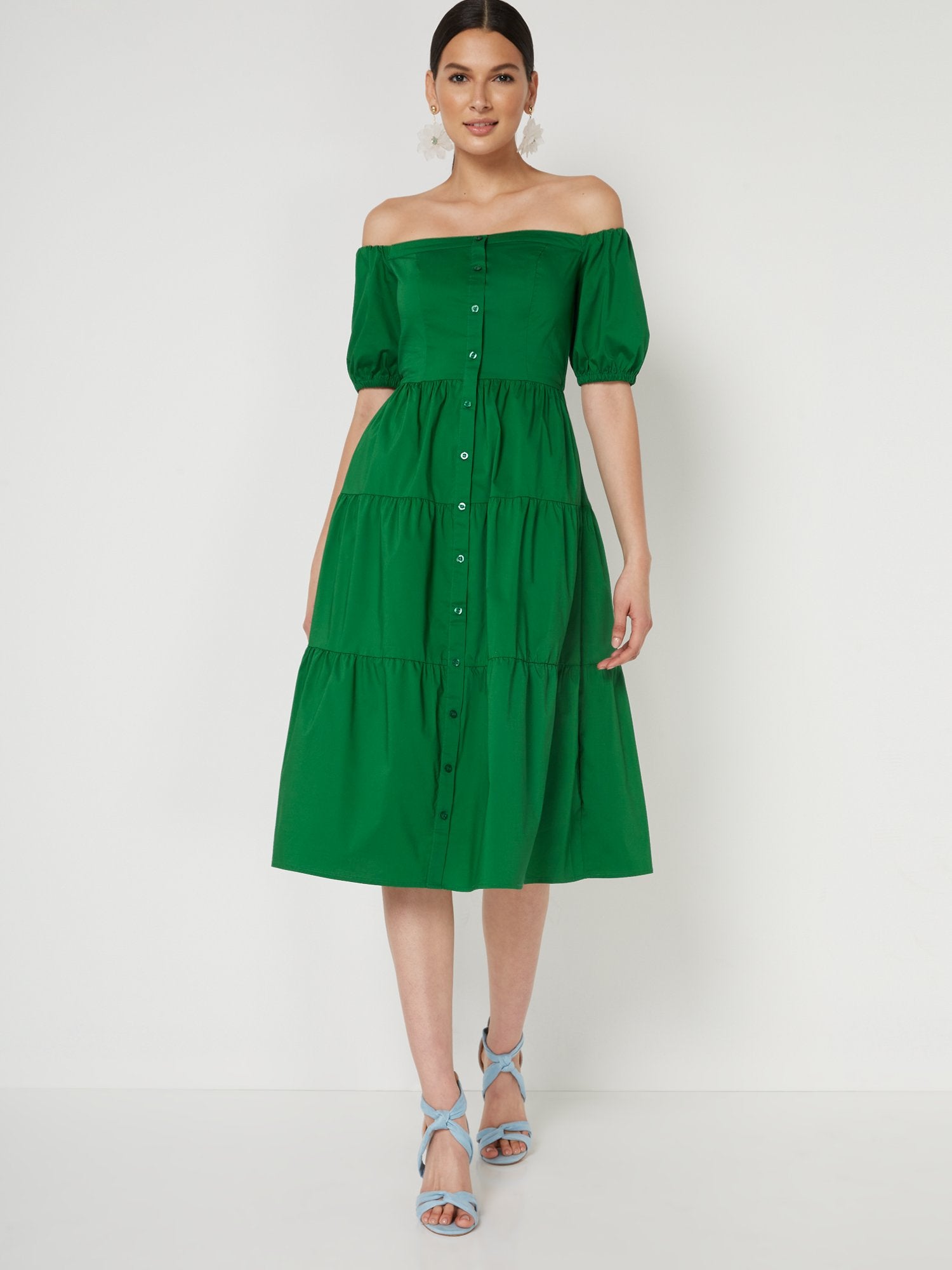 green dress new york and company Short Sleeve Floral Organza Shirt Dress – New York & Company