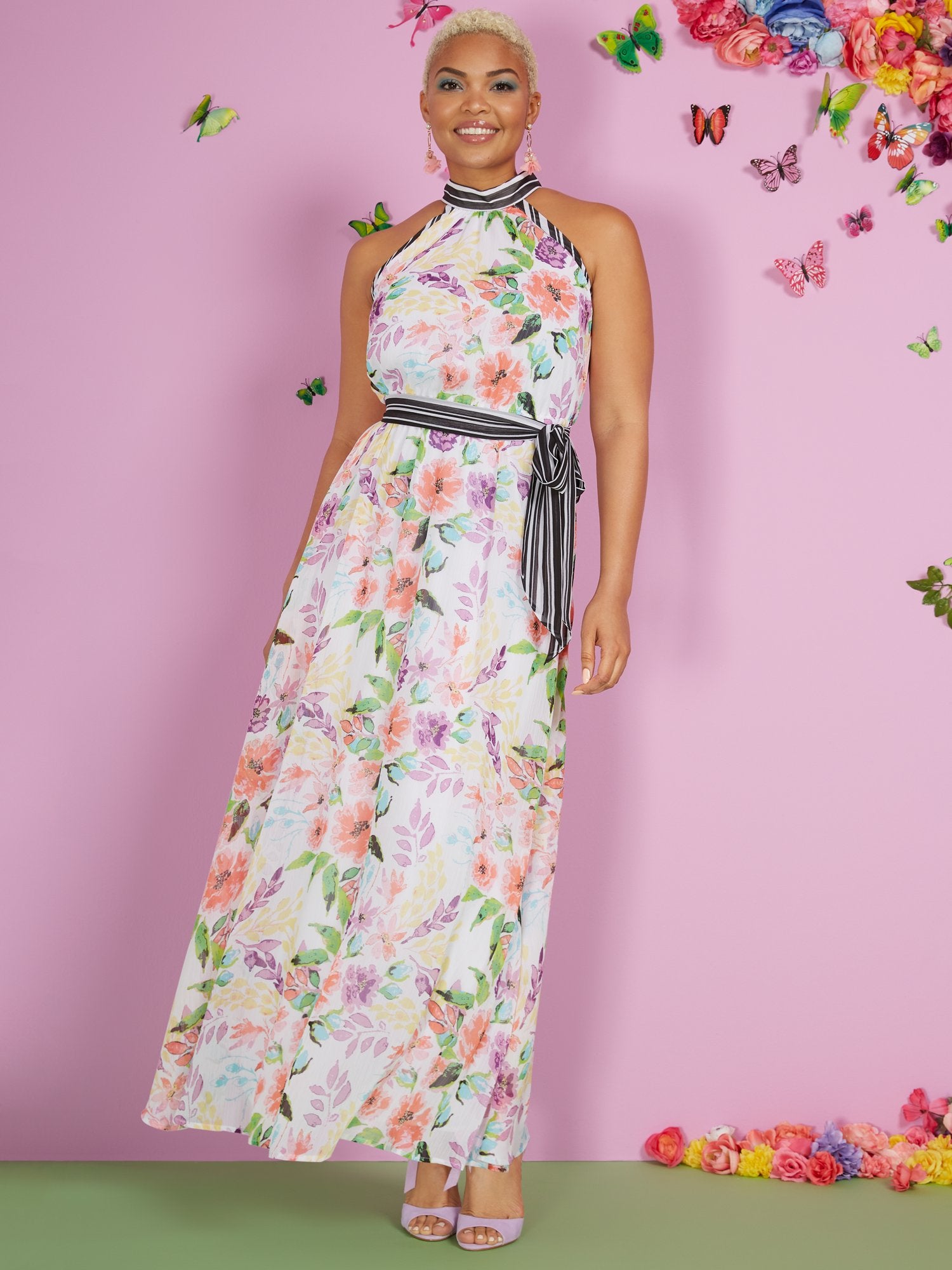 Floral-Print Halter Maxi Dress – New York & Company