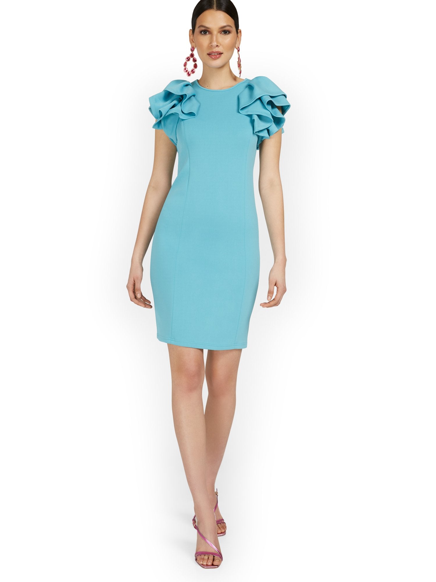 Ruffle-Sleeve Sheath Dress Ruffle-Sleeve Sheath Dress