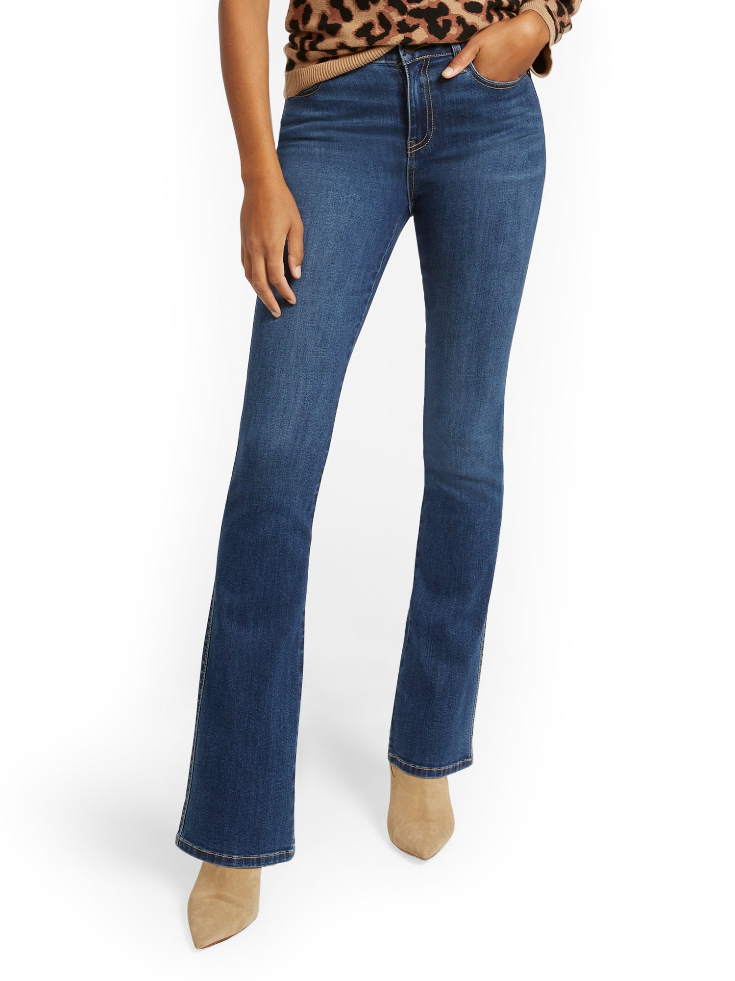 High-Waisted Curvy Barely Bootcut Jeans - Brilliant Blue – New