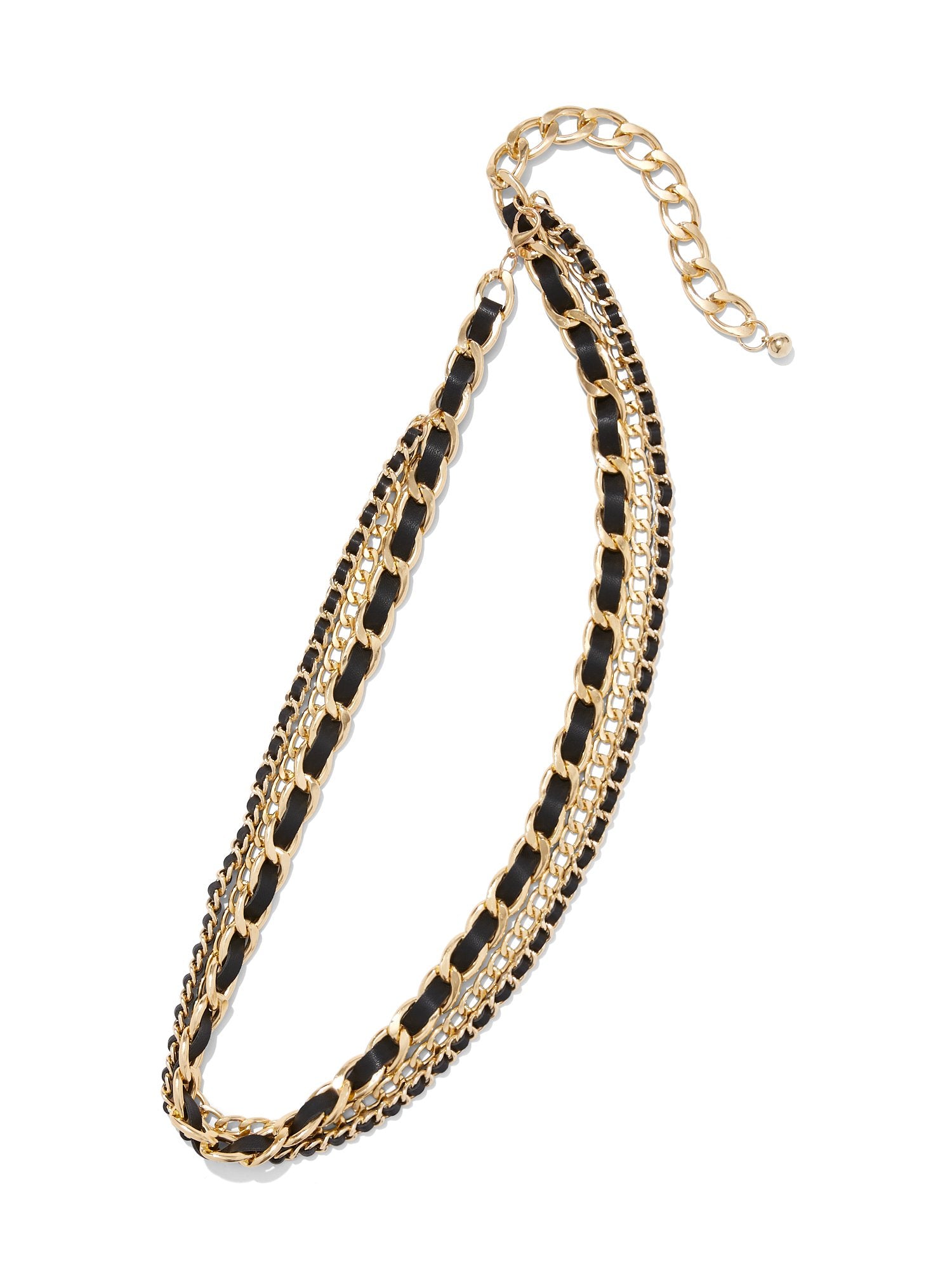 Gold braided chain and faux leather layered chain belt Medallion detail Size‎ XS Anne Klein Faux Leather Interlaced Chain Belt | HSN main image 2