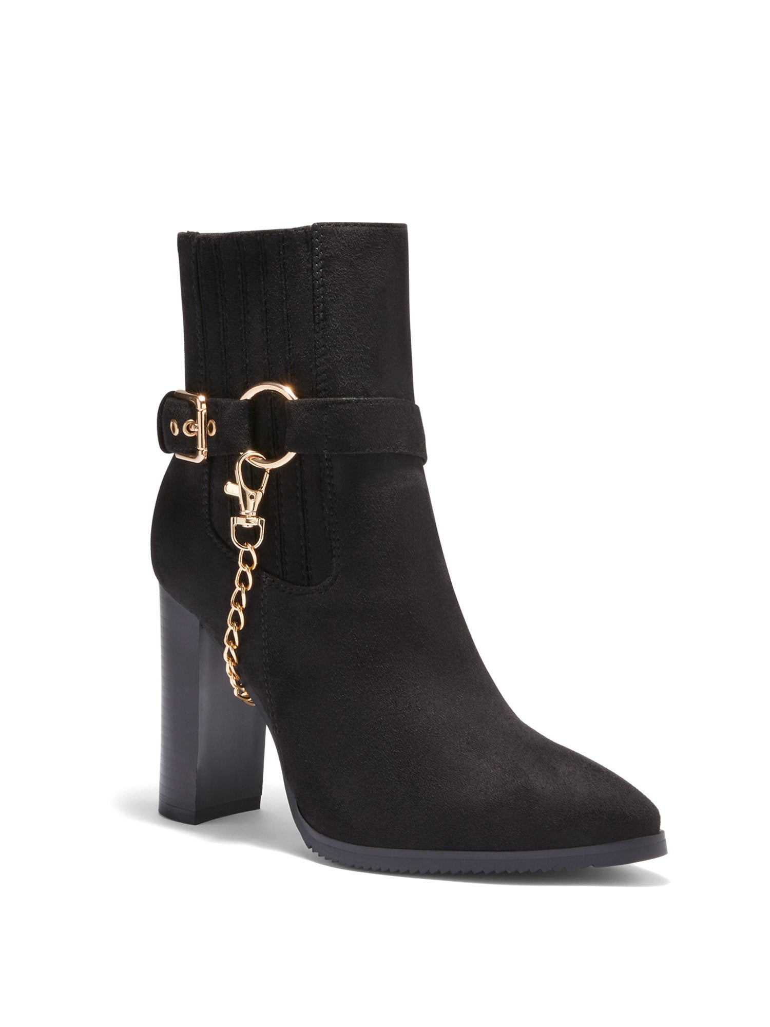 Black Suede Ankle Boots With Removable Chain Black Glamour Ankle Boots – modernimageshoppe main image 4