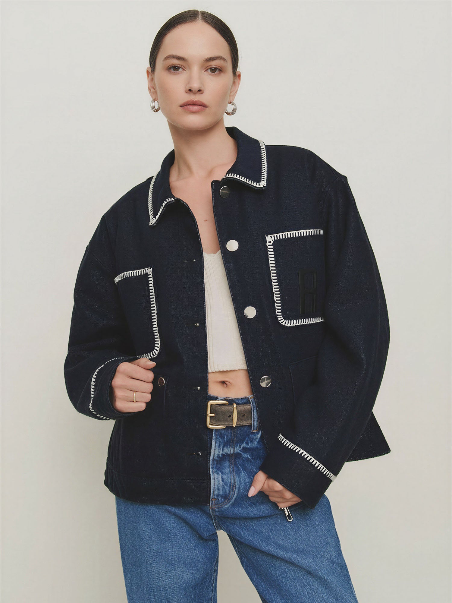 Denim Blanket Stitch Jacket – New York & Company