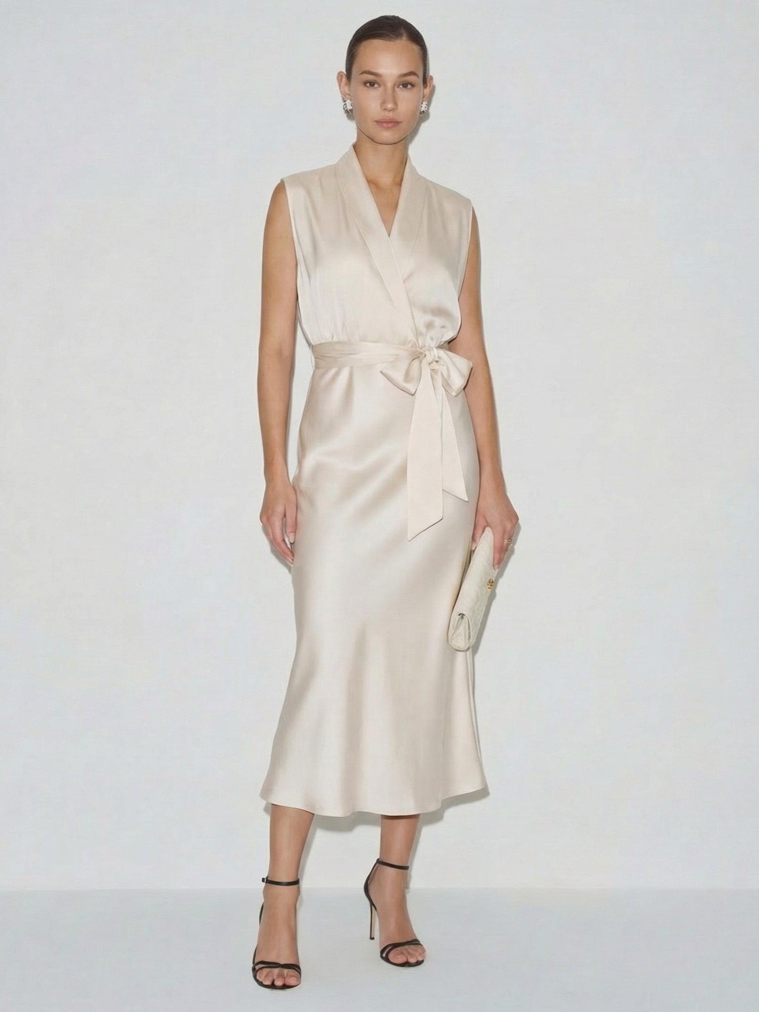 satin dress near me V-Neck Dolman Capped Sleeves Satin Midi - SMALL / NATURAL __with:https://www.reciety.com/products/issey-miyake-pleats-please-shawl-dress Havana Wedding Dress Short fit design with its Wood & Color:Maple/Sandy Point