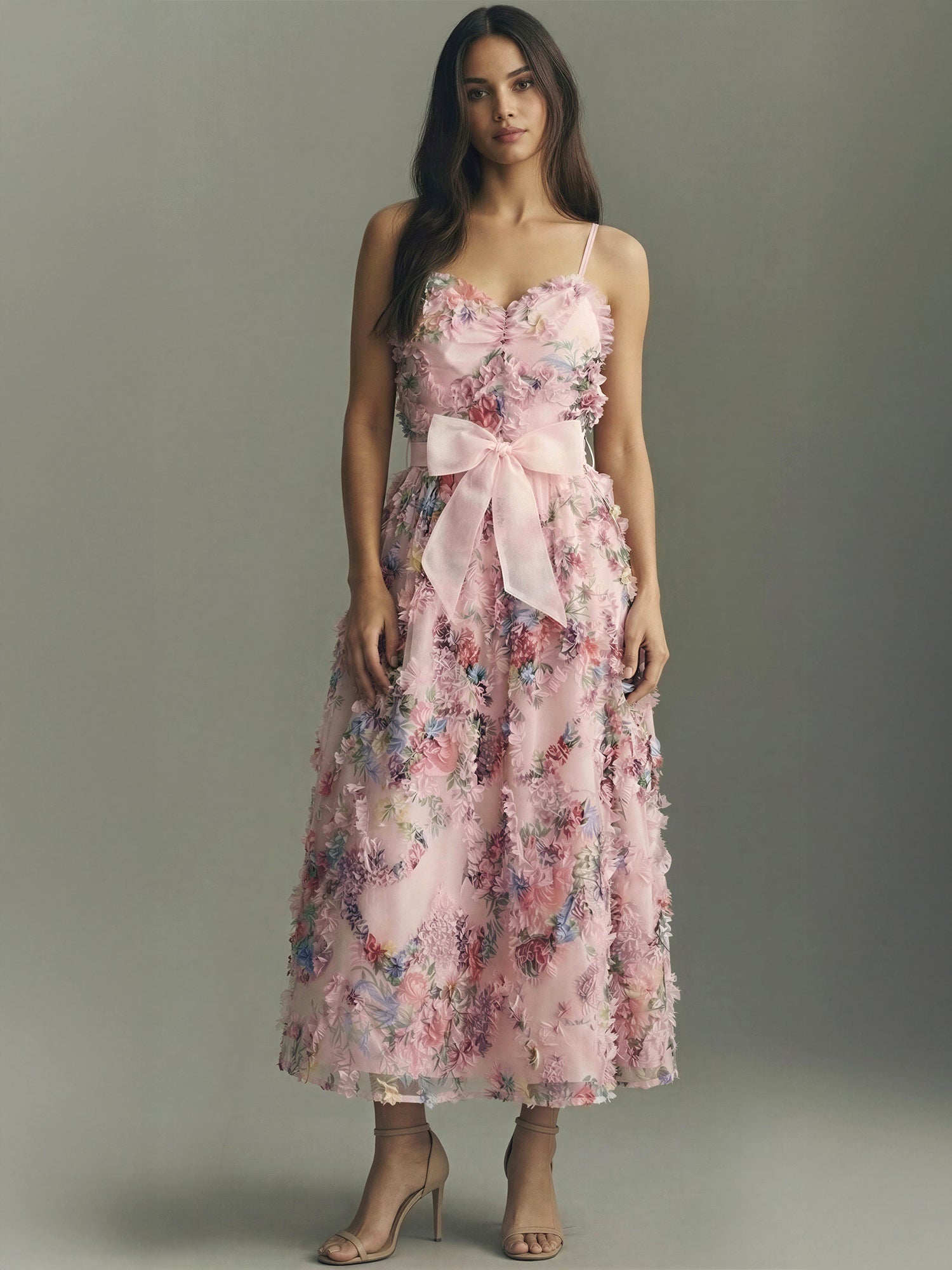 Princess Seam Floral Ruffle Midi Dress  New York & Company