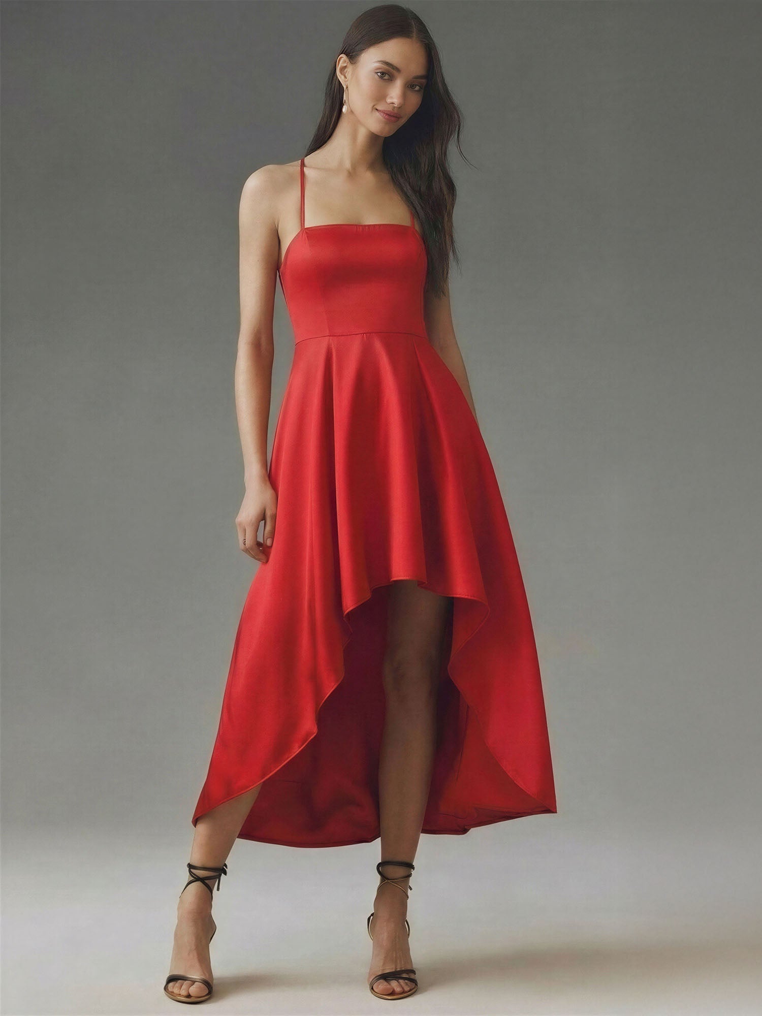 strapless open back dress Julianne Corset Satin Gown | Red | Debs & Prom