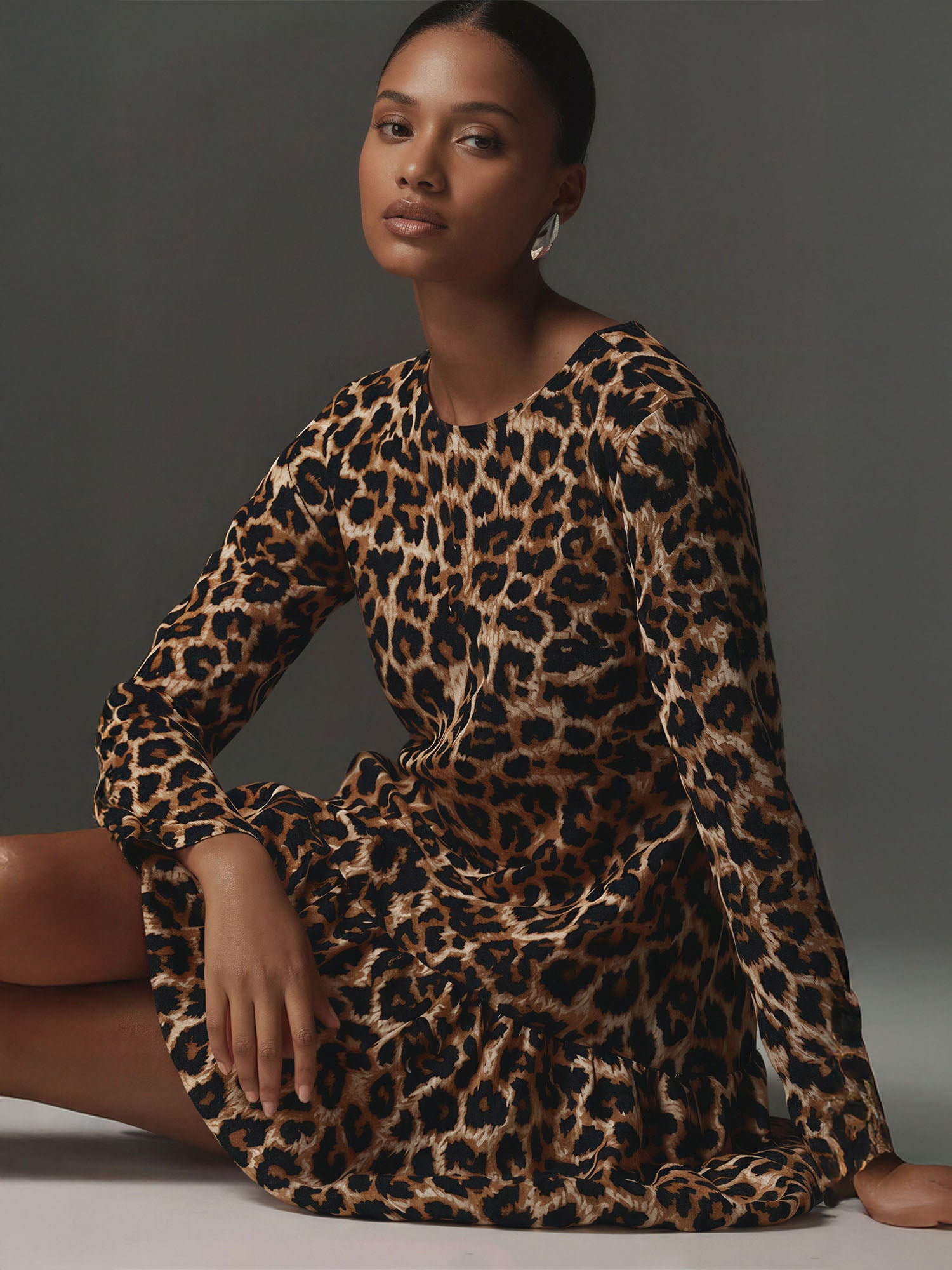 Animal Bubble Hem Mini Dress - SMALL / NATURAL - NEUTRAL CHEETAH Animal Bubble Hem Mini Dress - SMALL / NATURAL - NEUTRAL CHEETAH
