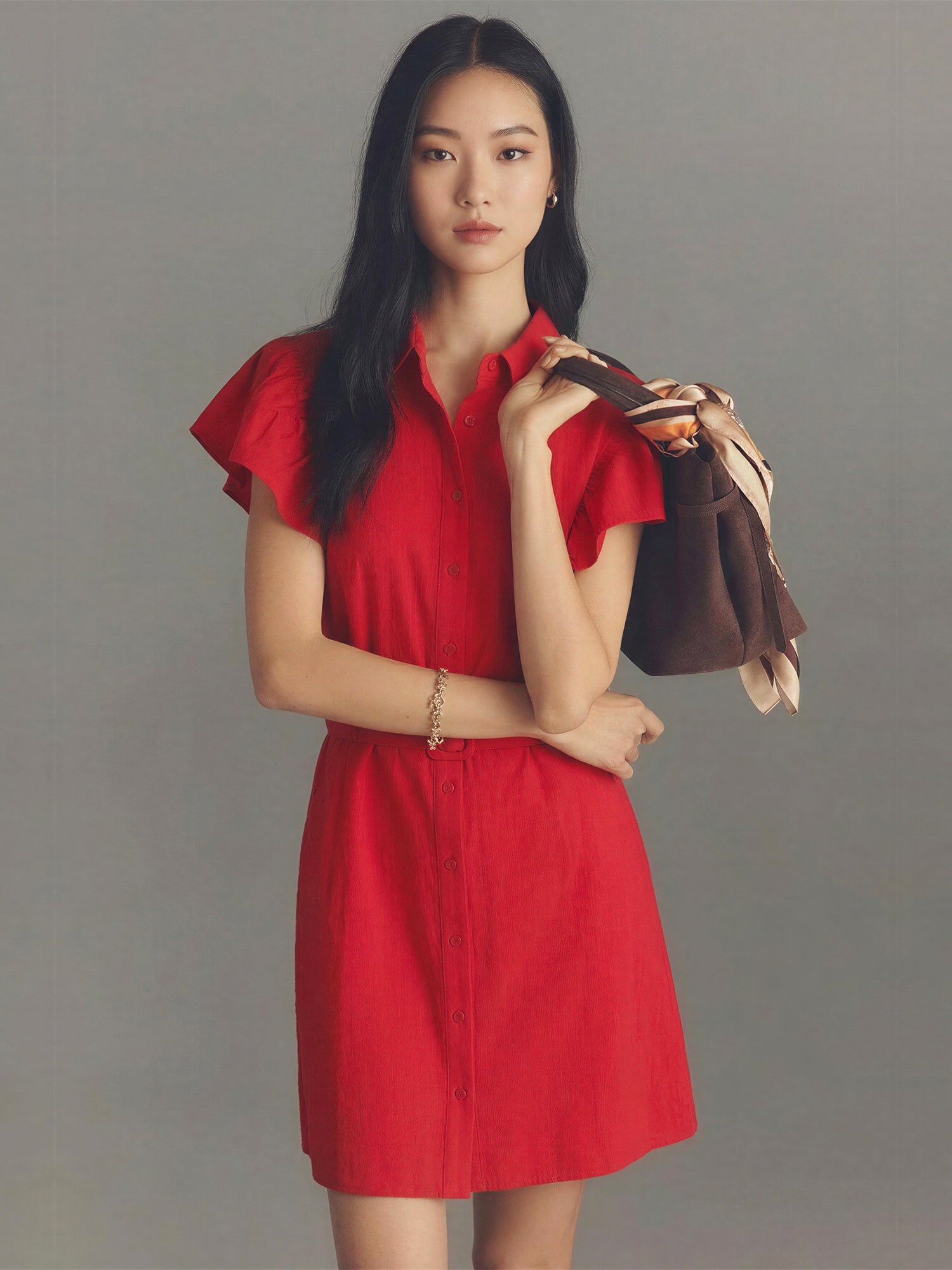 short sleeve button up dress Short Sleeve Ruffle Tie Waist Button Down Mini Shirt Dress – New York &  Company