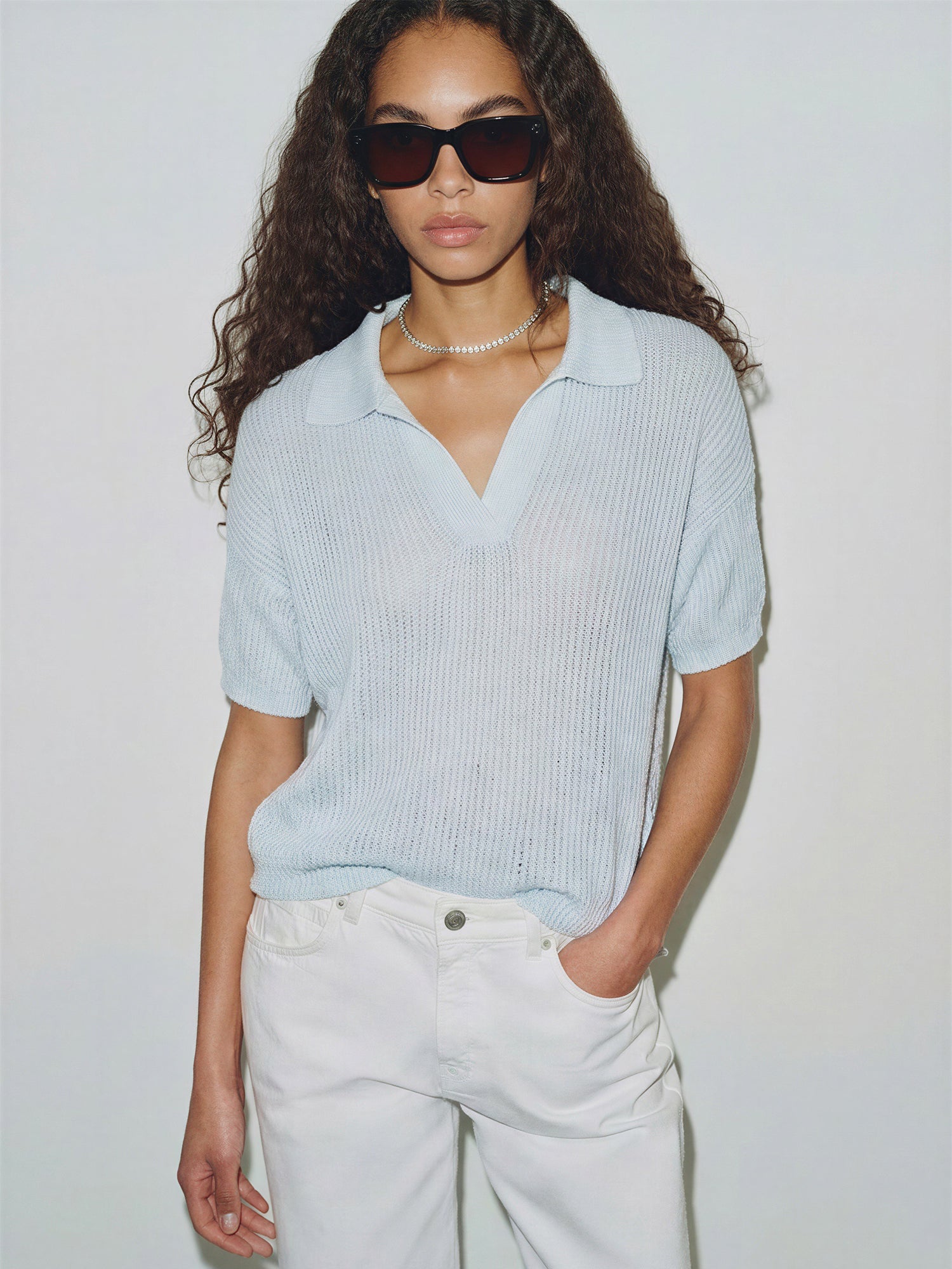 Short Sleeve Sweater Polo Top – New York & Company