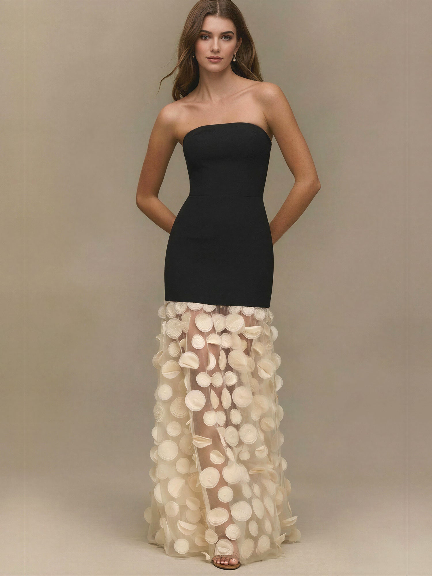 Strapless 3D Circle Gown - SMALL / Black