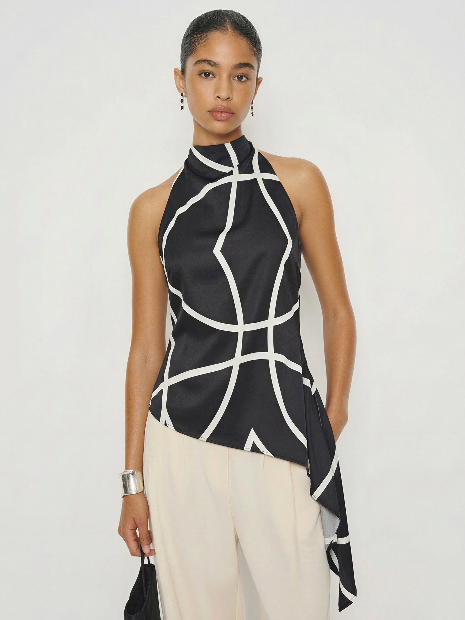 Halter Neck Cowl Abstract Print Top – New York & Company
