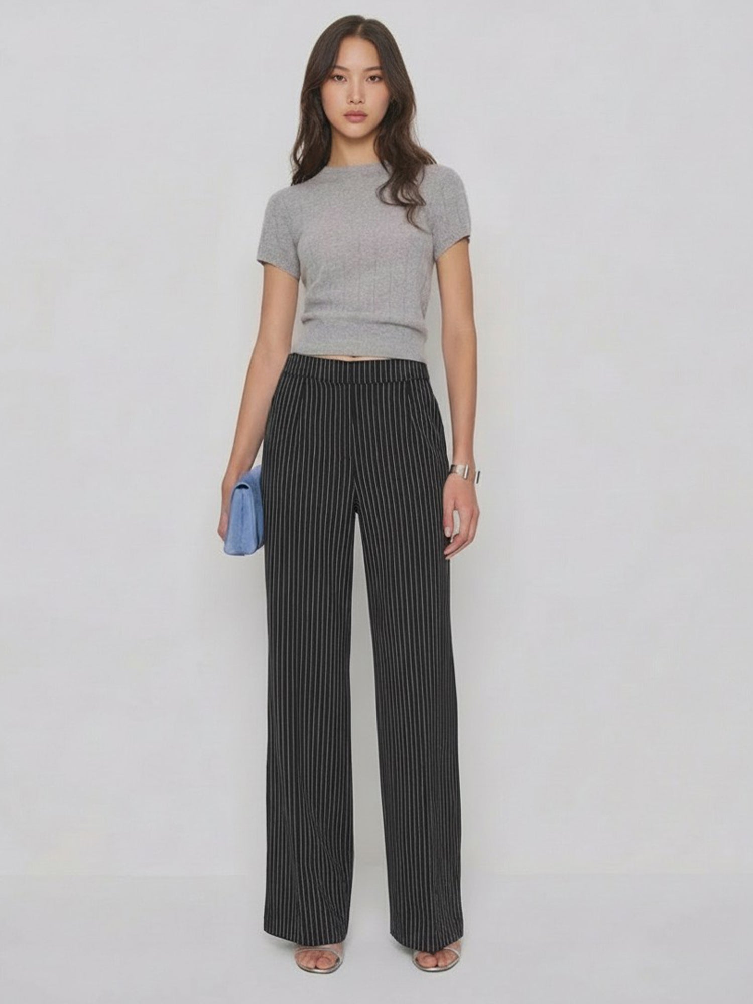 Pin Stripe Wide Leg Pull On Pants – New York & Company