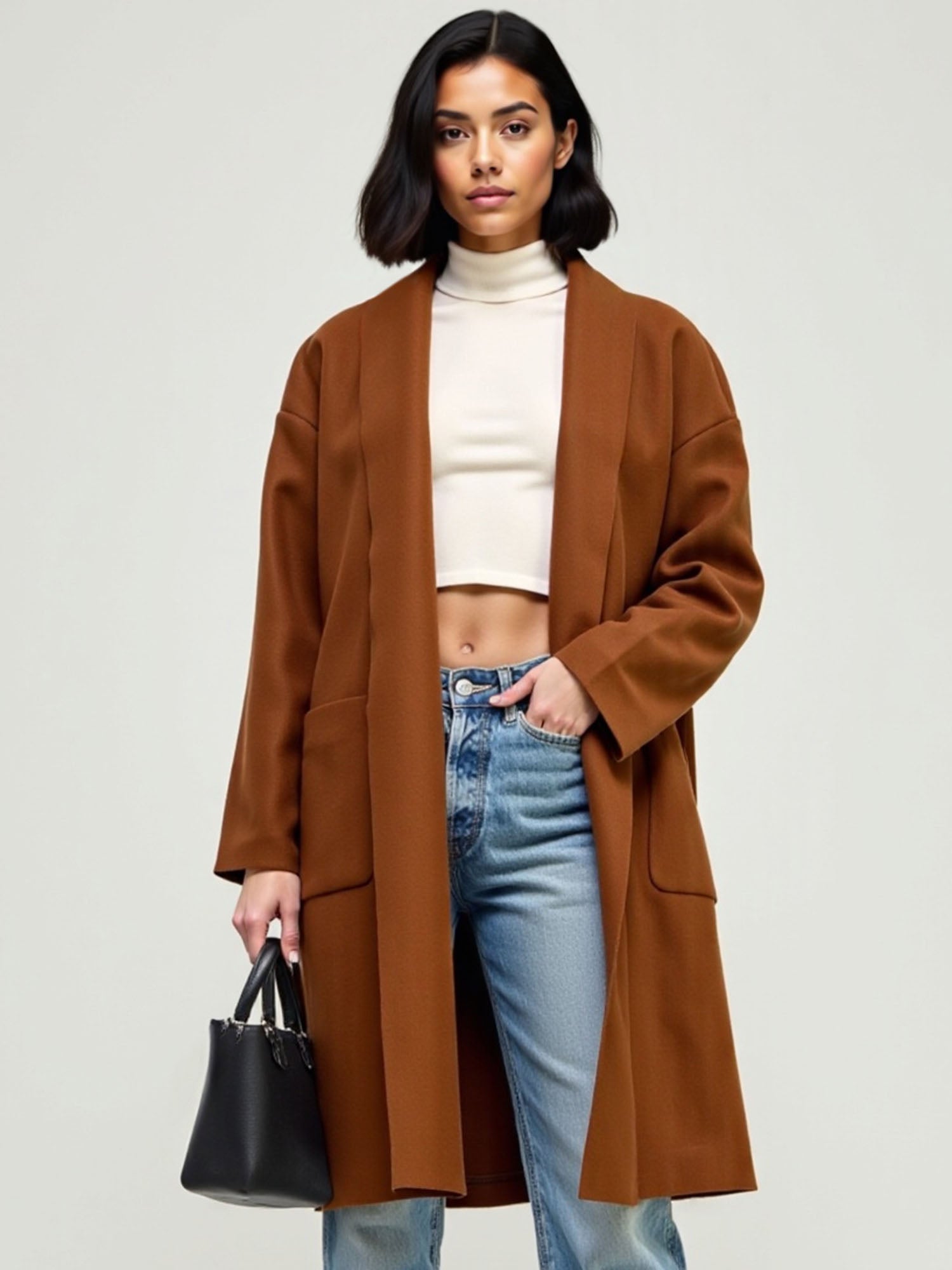 Long Sleeve Cocoon Foldover Lapel Long Coat – New York & Company