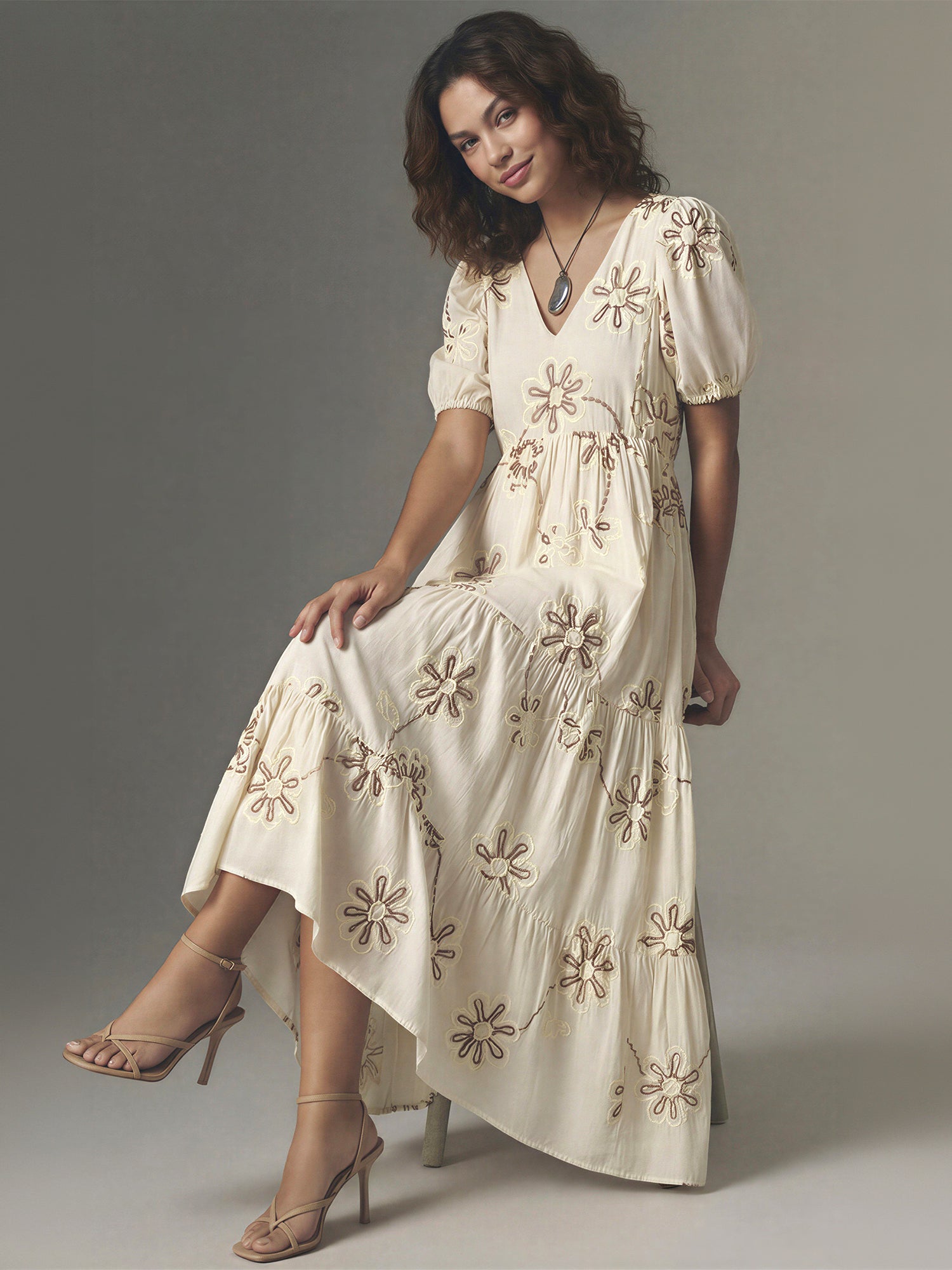 Lydia Puff Sleeve Sunflower Maxi Dress – New York & Company