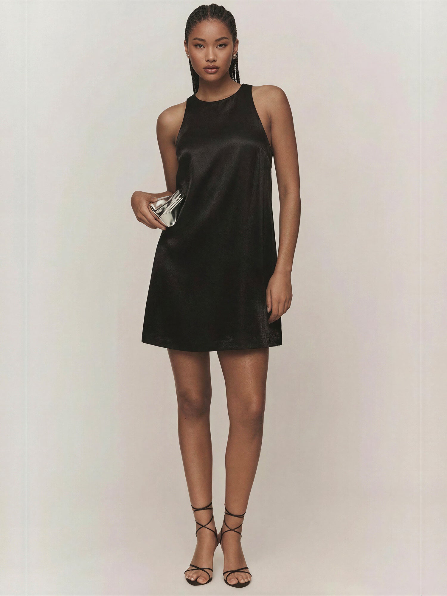 Satin Shine Front Pocket Shift Dress - SMALL / PINK Satin Shine Front Pocket Shift Dress - SMALL / PINK