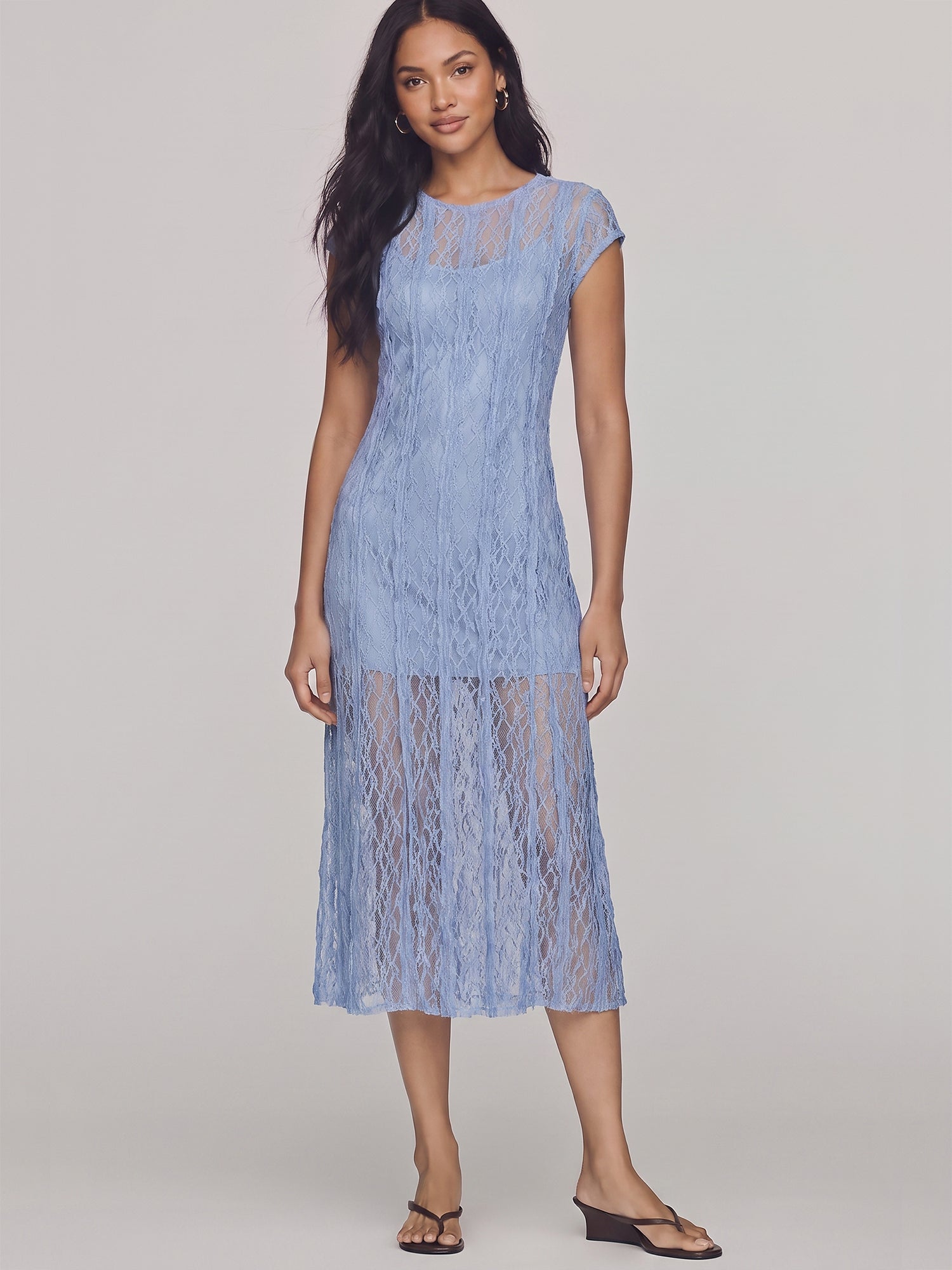 lace overlay midi dress Sleeveless - LARGE / BLUE What to Wear to sea green Size:38/32 perfect for those special