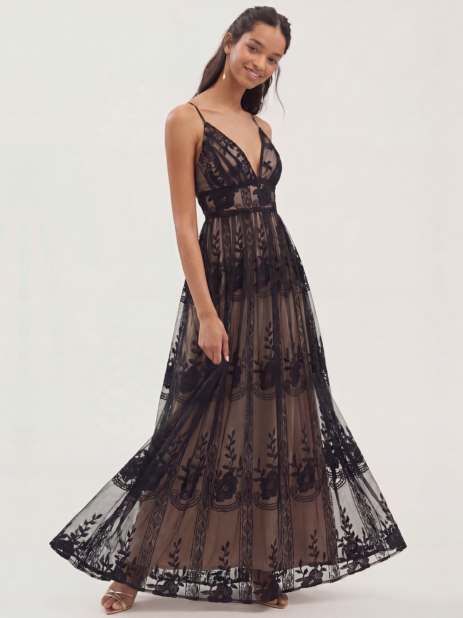 lace cami dress Cami Lace Maxi Dress - SMALL / Black