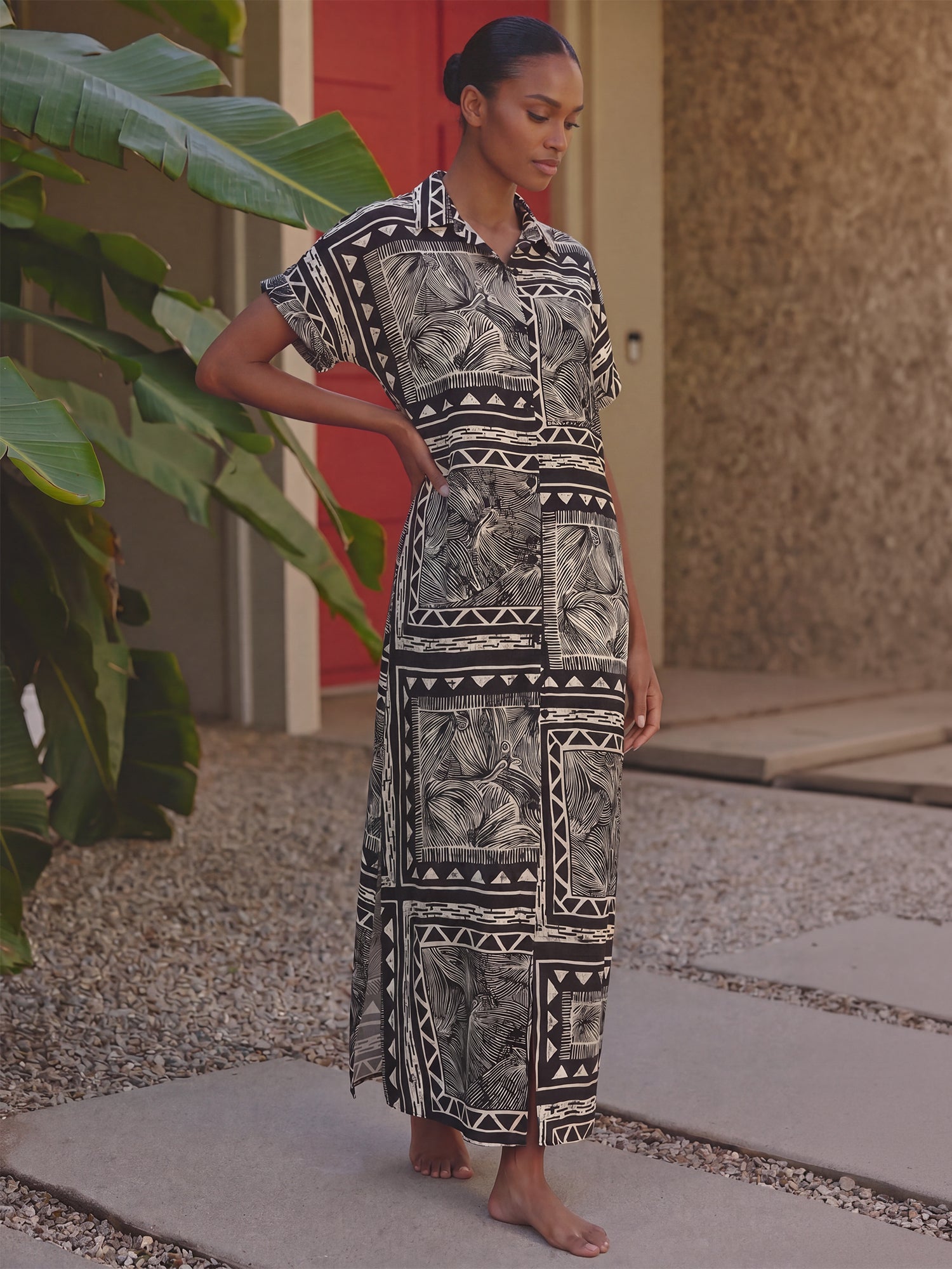bohemian tribal dress Butterfly Dress  with Tribal Block Print  Raw Cotton  Primitive Tribal  Craft