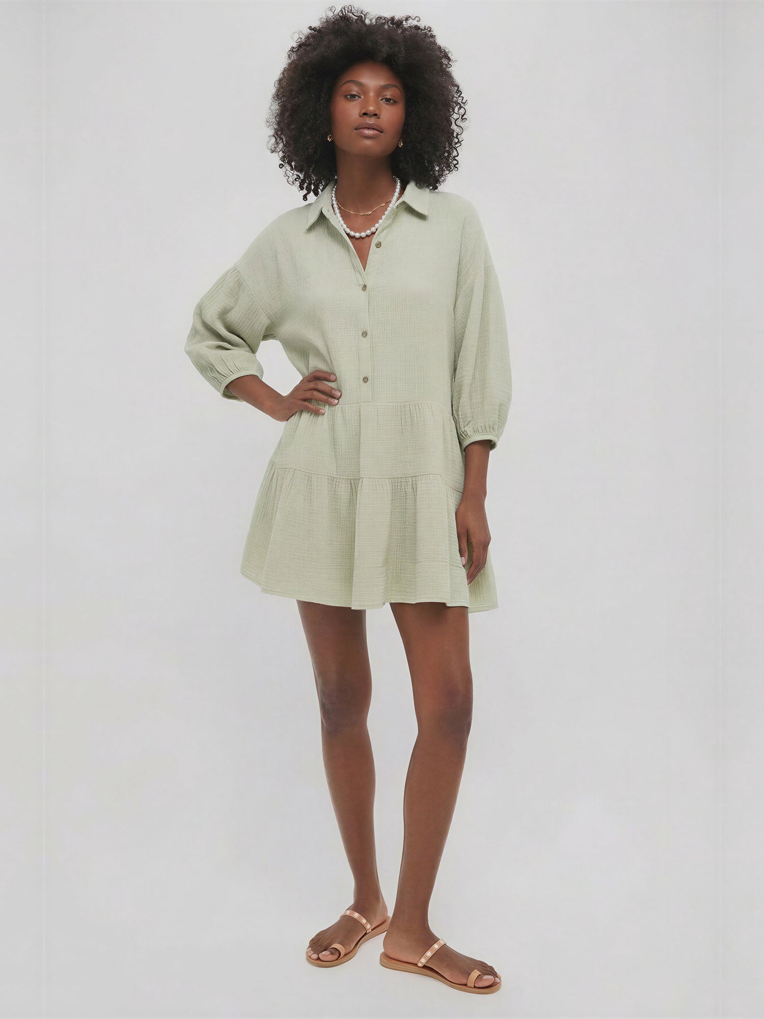 Marin Drop Waist Cotton Shift Shirt Mini Dress - LARGE / White - White Marin Drop Waist Cotton Shift Shirt Mini Dress - LARGE / White - White