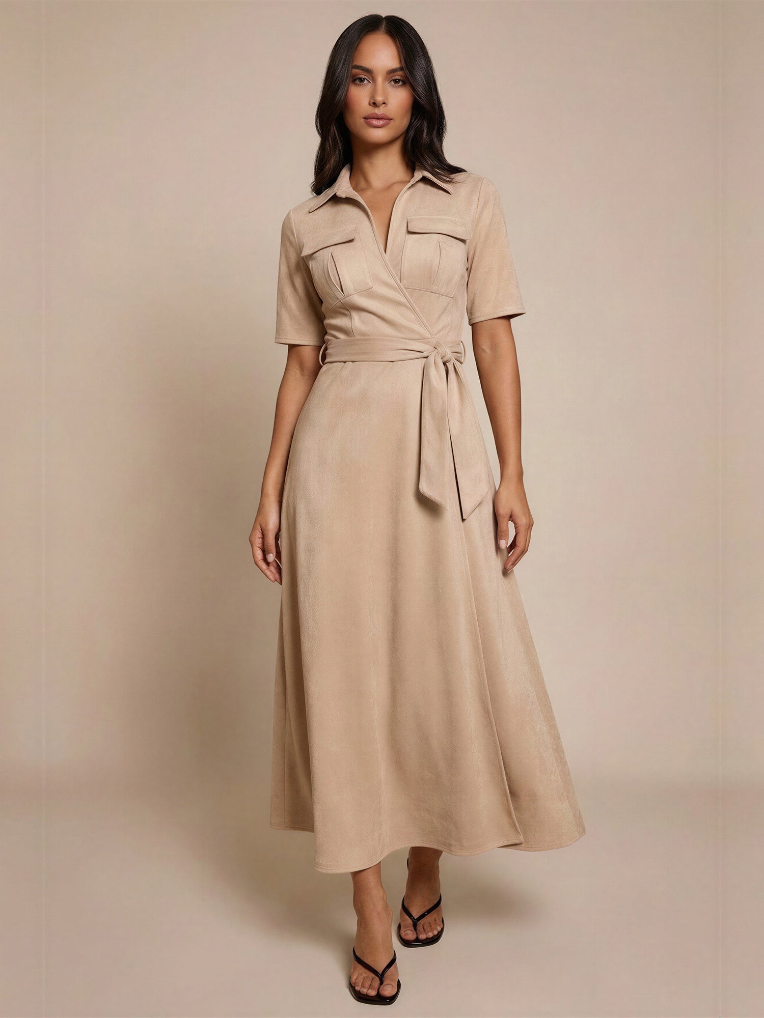 suede midi dress Suede Wrap Midi Dress – New York & Company