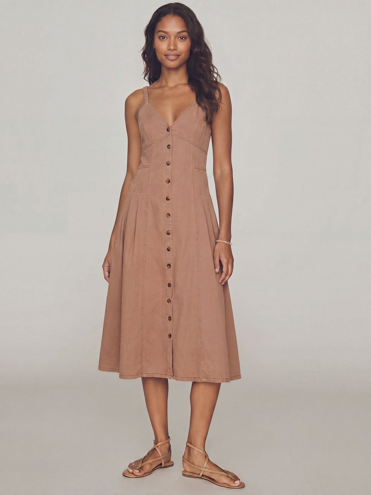 a line pleated midi dress Tie-Sleeve Pleated Midi Dress