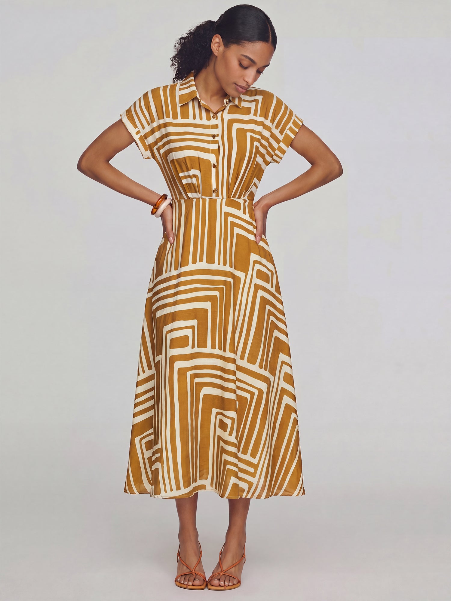 button down midi dress pattern Button Down Floral Embroidered Midi Dress