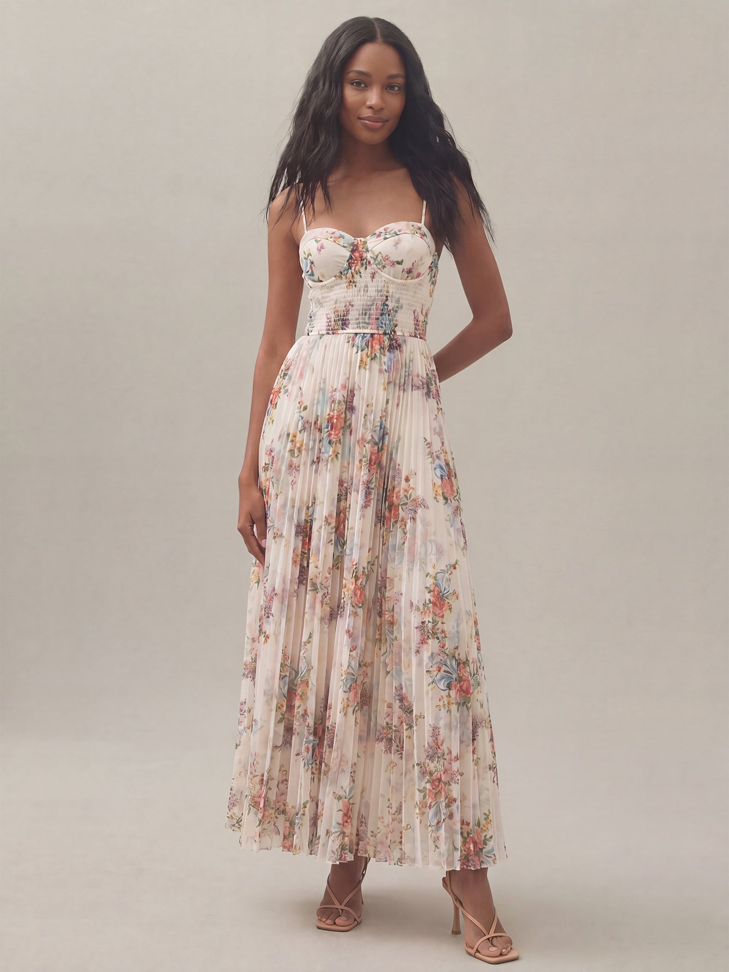 pleated flowy maxi dress Elegant V-neck Pleated Flowy Maxi Dress Likemychoice