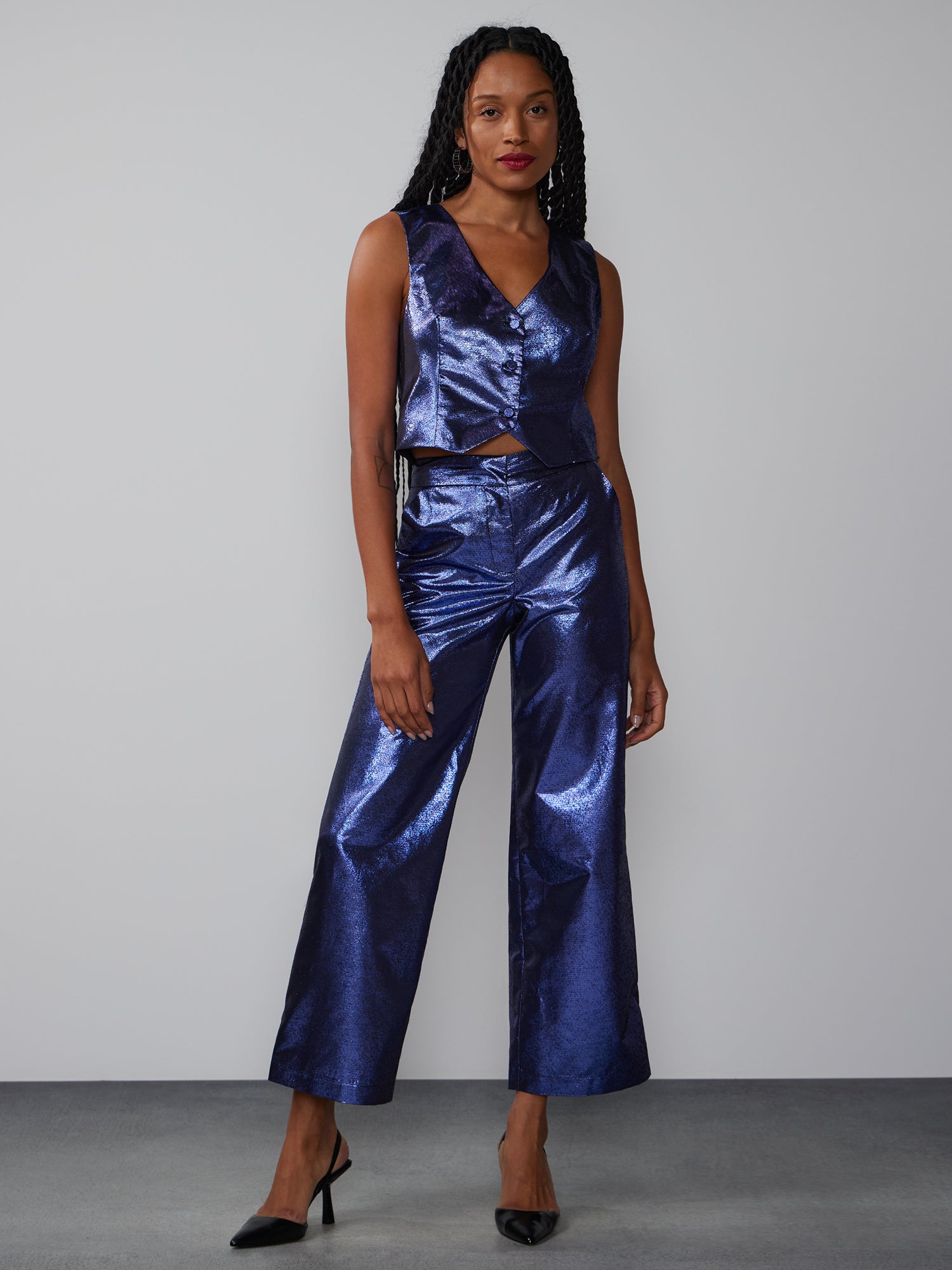 High Rise Metallic Accent Pant | New York & Company