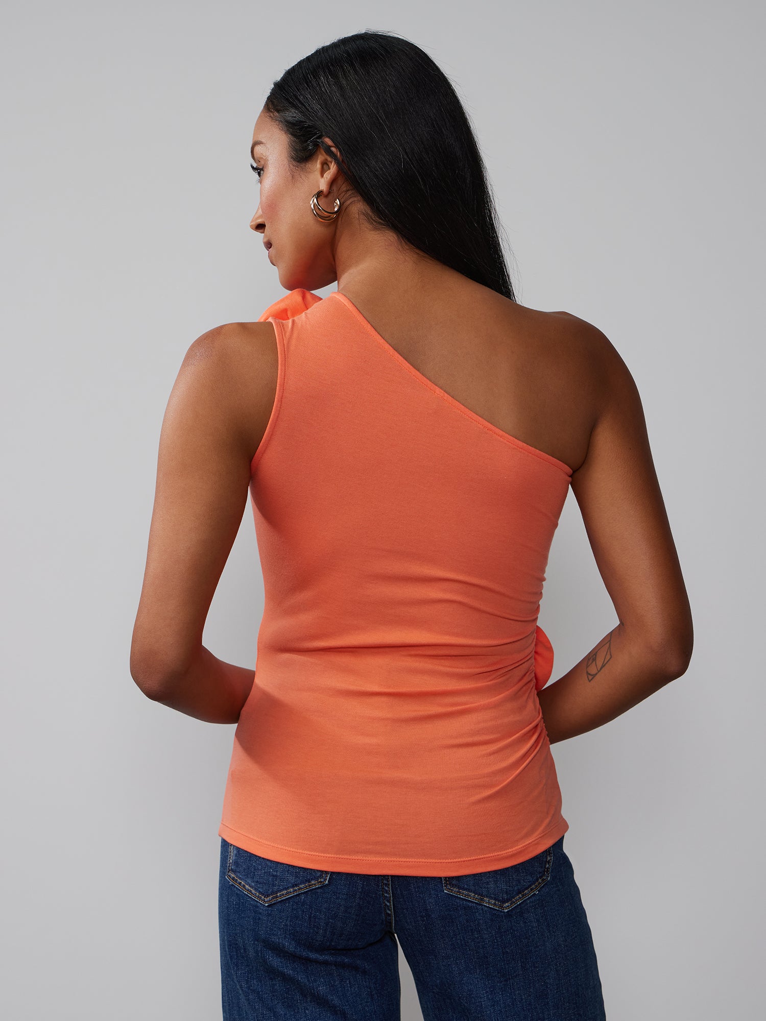 One Shoulder Rosette Top – New York & Company