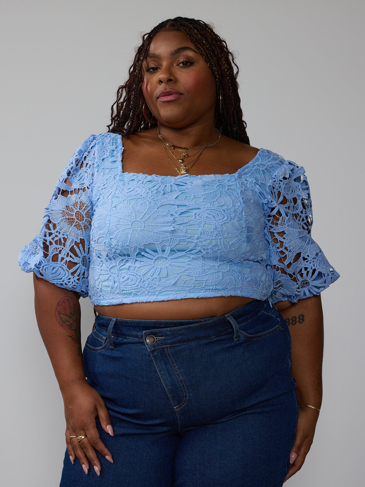 Plus Square Neck Puff Sleeve Top – New York & Company